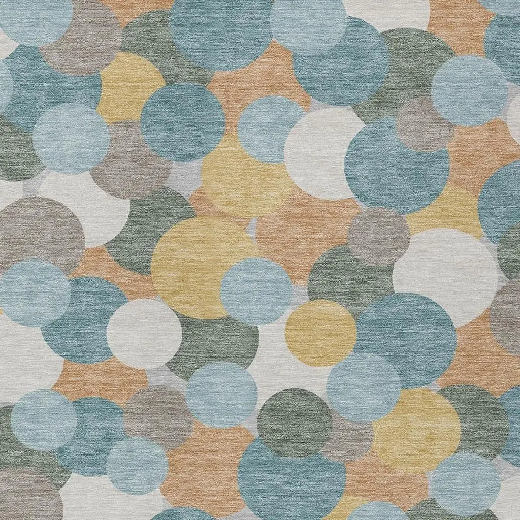 8' X 10' Teal Blue And Aqua Geometric Washable Indoor Outdoor Area Rug Homeroots Outdoor