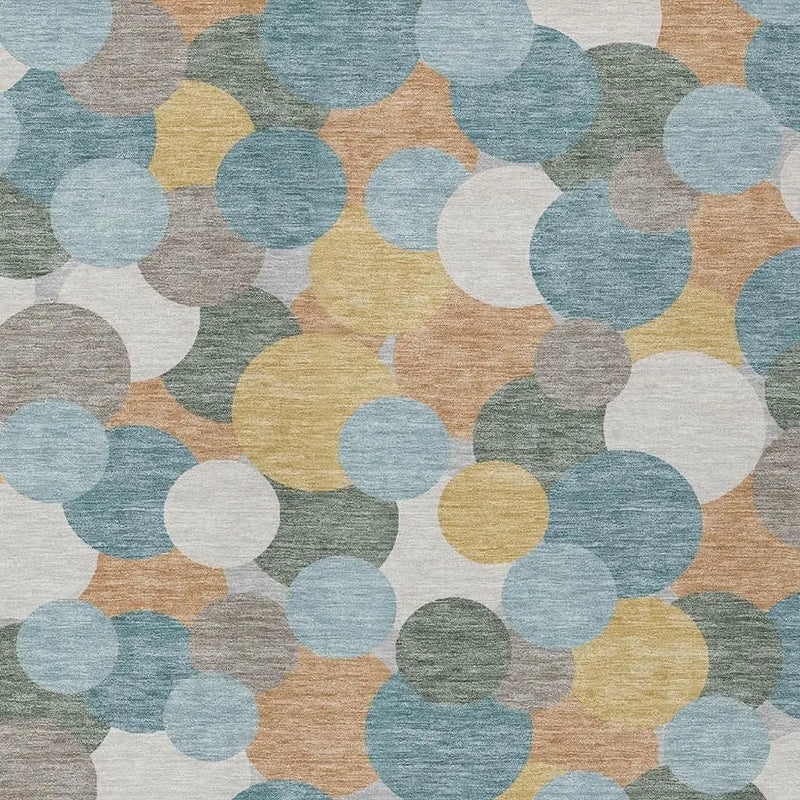8' X 10' Teal Blue And Aqua Geometric Washable Indoor Outdoor Area Rug Homeroots Outdoor