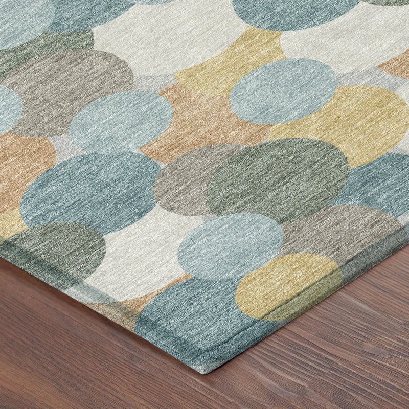 8' X 10' Teal Blue And Aqua Geometric Washable Indoor Outdoor Area Rug Homeroots Outdoor