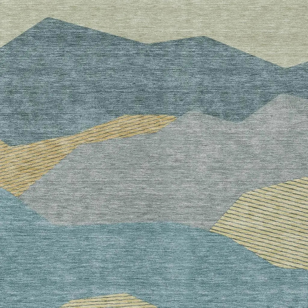 8' X 10' Teal Blue And Aqua Geometric Washable Indoor Outdoor Area Rug Homeroots Outdoor