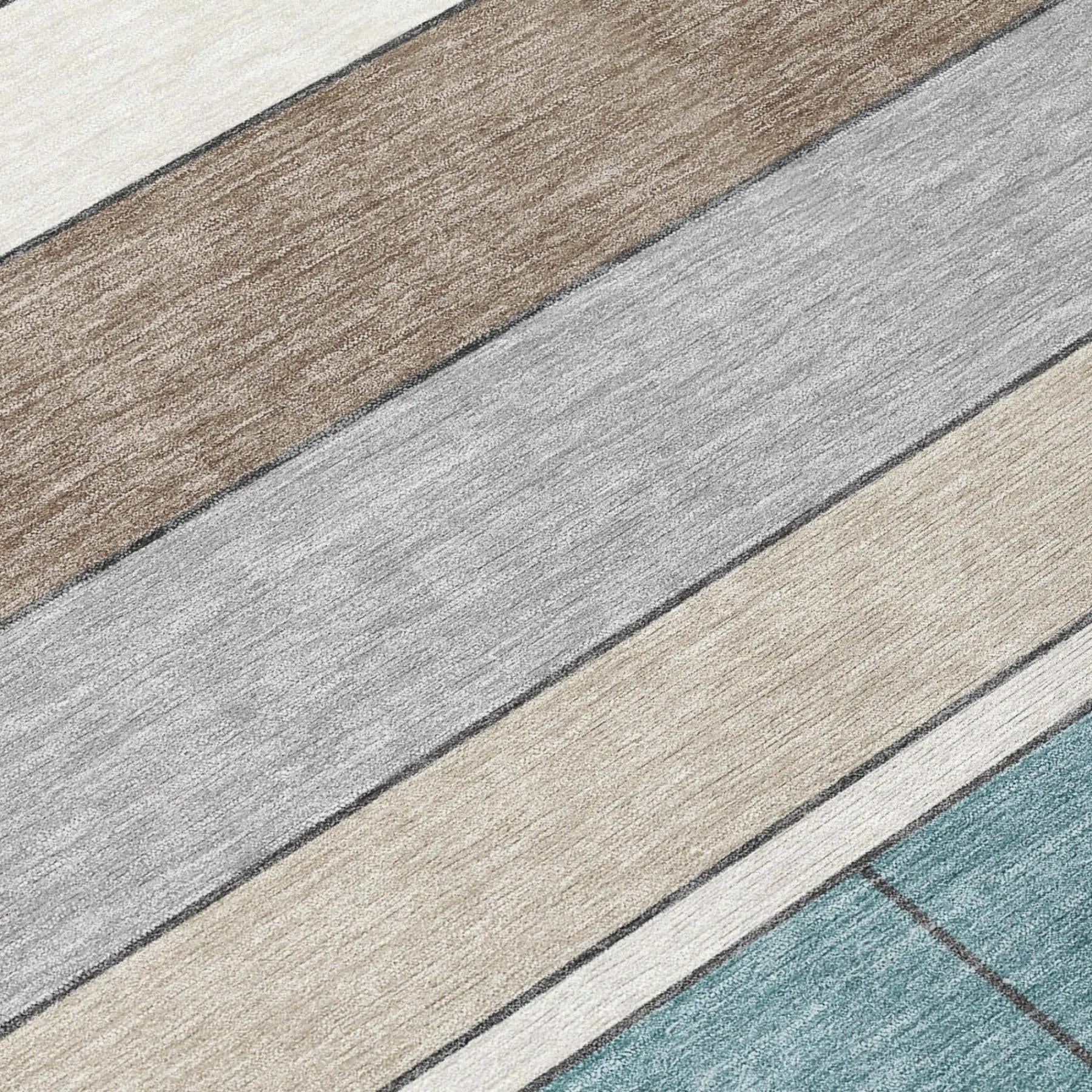 8' X 10' Teal Blue And Beige Geometric Washable Indoor Outdoor Area Rug Homeroots Outdoor