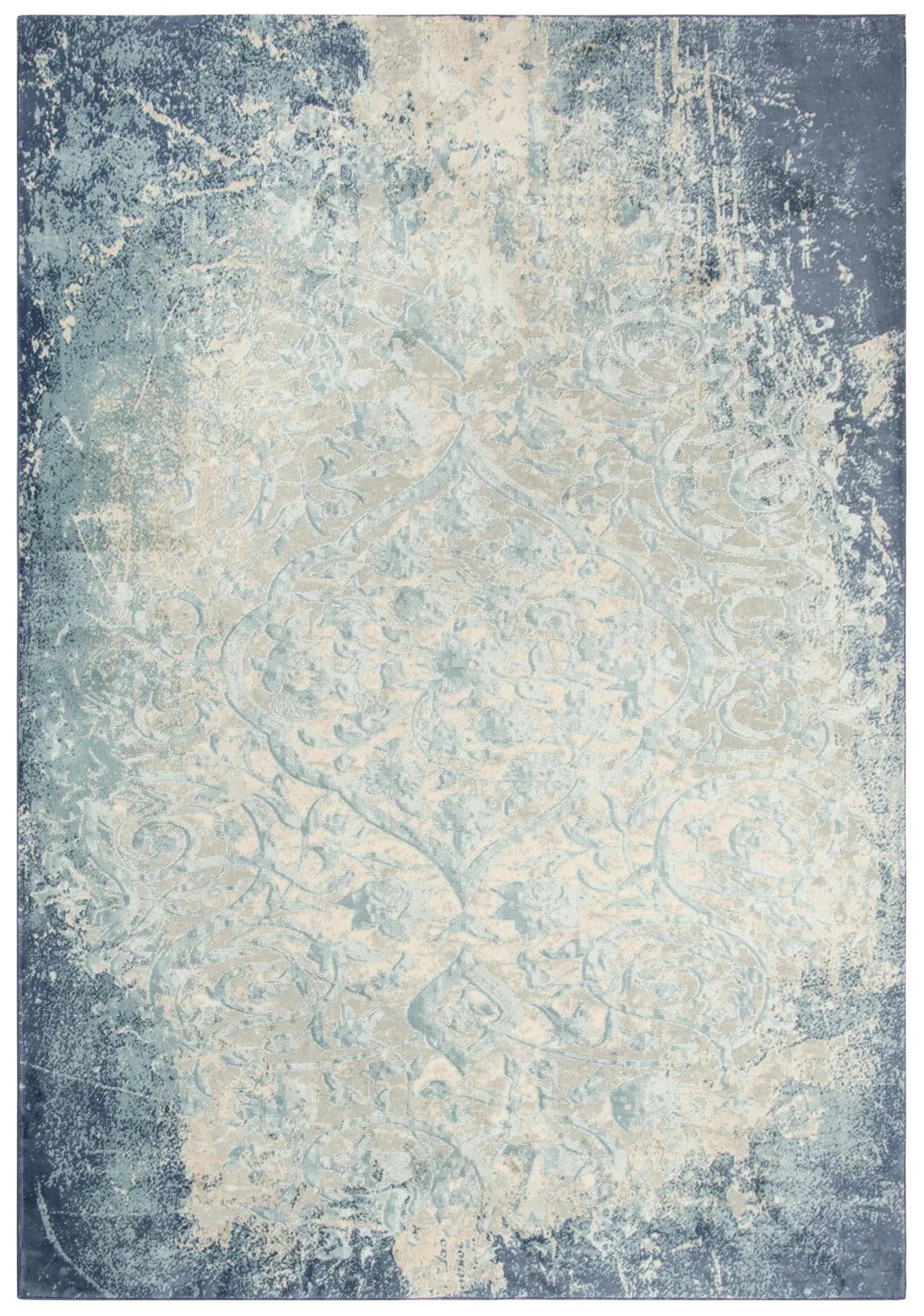 8' X 10' Teal Blue And Beige Trellis Area Rug Homeroots Home Decor