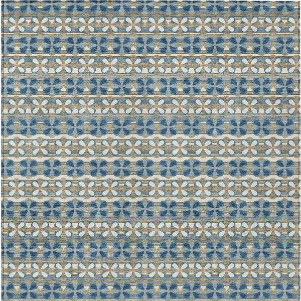 8' X 10' Teal Blue And Black Striped Washable Indoor Outdoor Area Rug Homeroots Outdoor