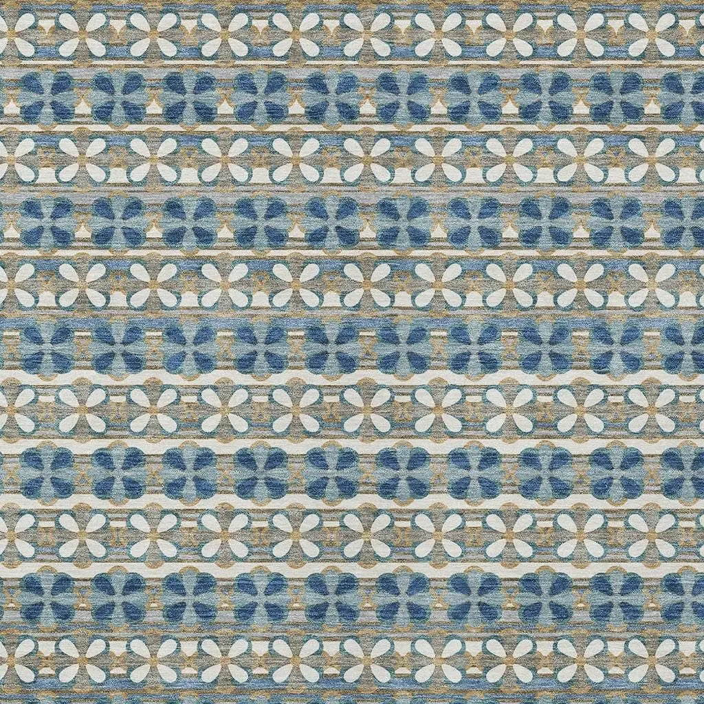 8' X 10' Teal Blue And Black Striped Washable Indoor Outdoor Area Rug Homeroots Outdoor
