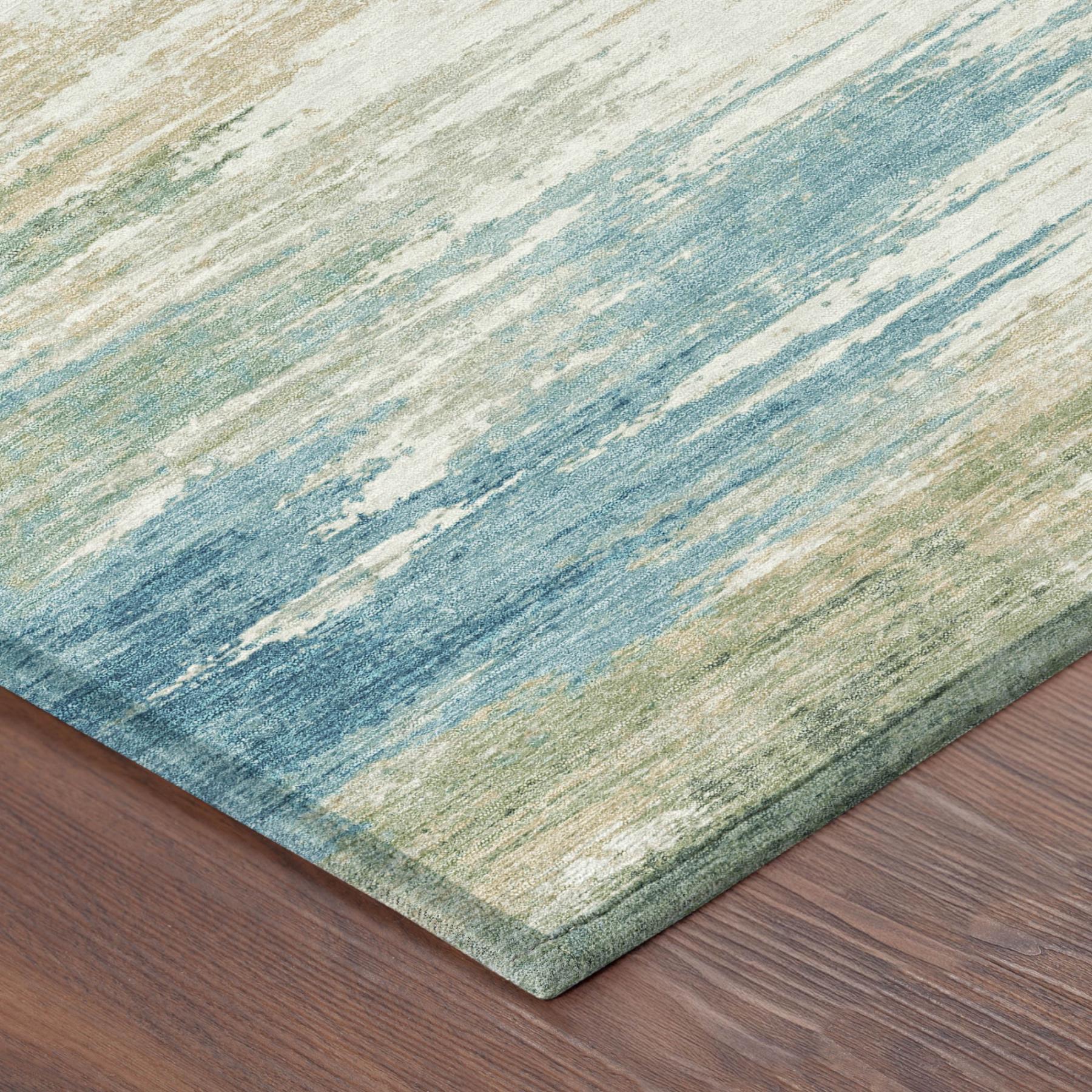 8' X 10' Teal Blue And Blue Abstract Washable Indoor Outdoor Area Rug Homeroots Outdoor
