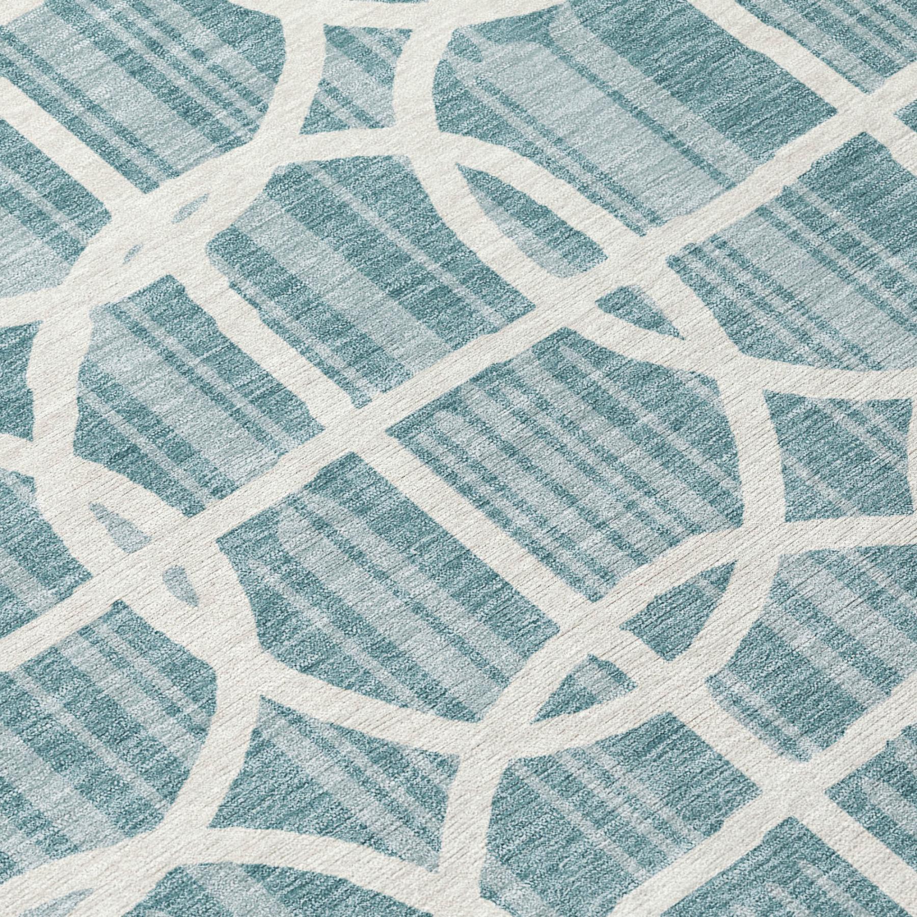 8' X 10' Teal Blue And Blue Geometric Washable Indoor Outdoor Area Rug Homeroots Outdoor