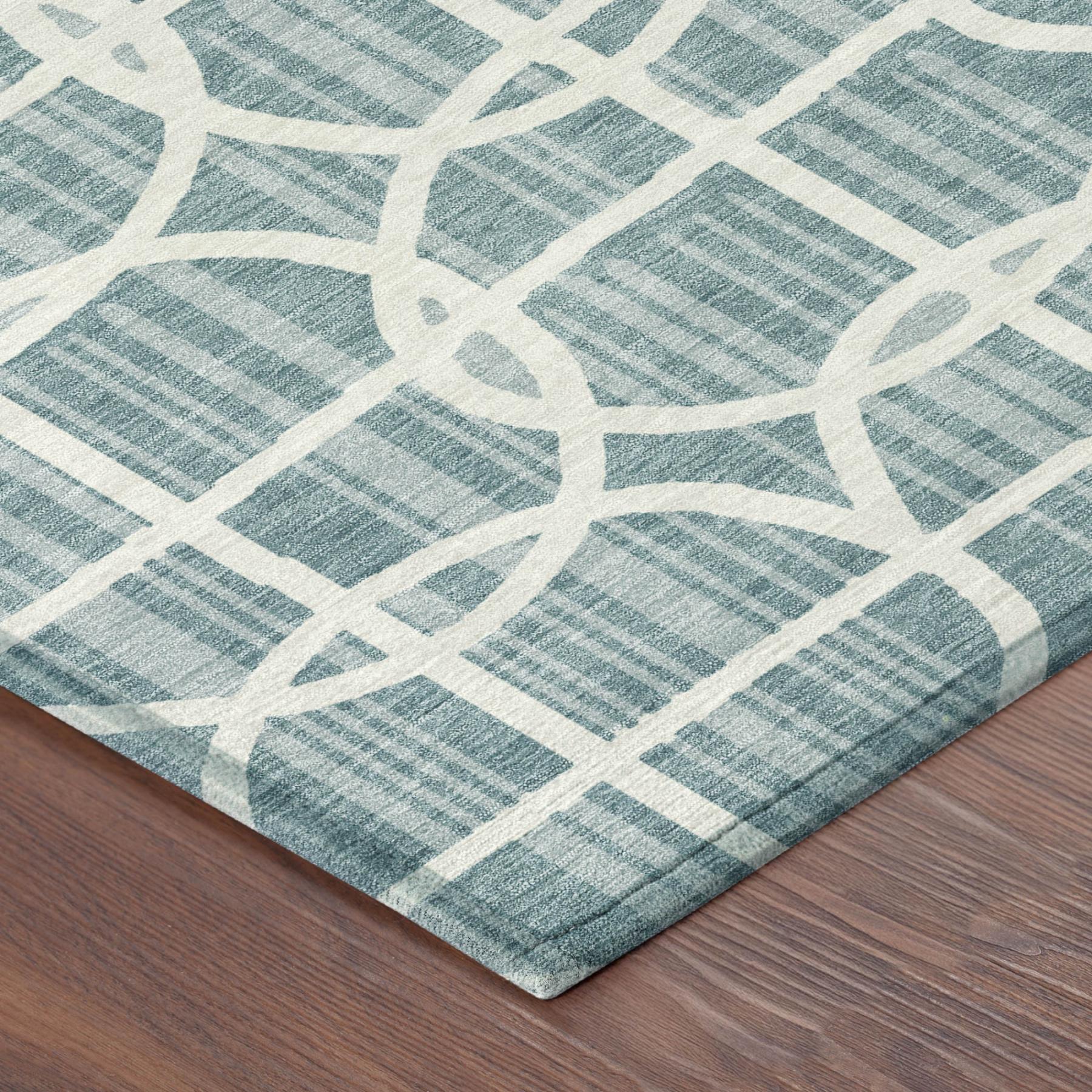 8' X 10' Teal Blue And Blue Geometric Washable Indoor Outdoor Area Rug Homeroots Outdoor