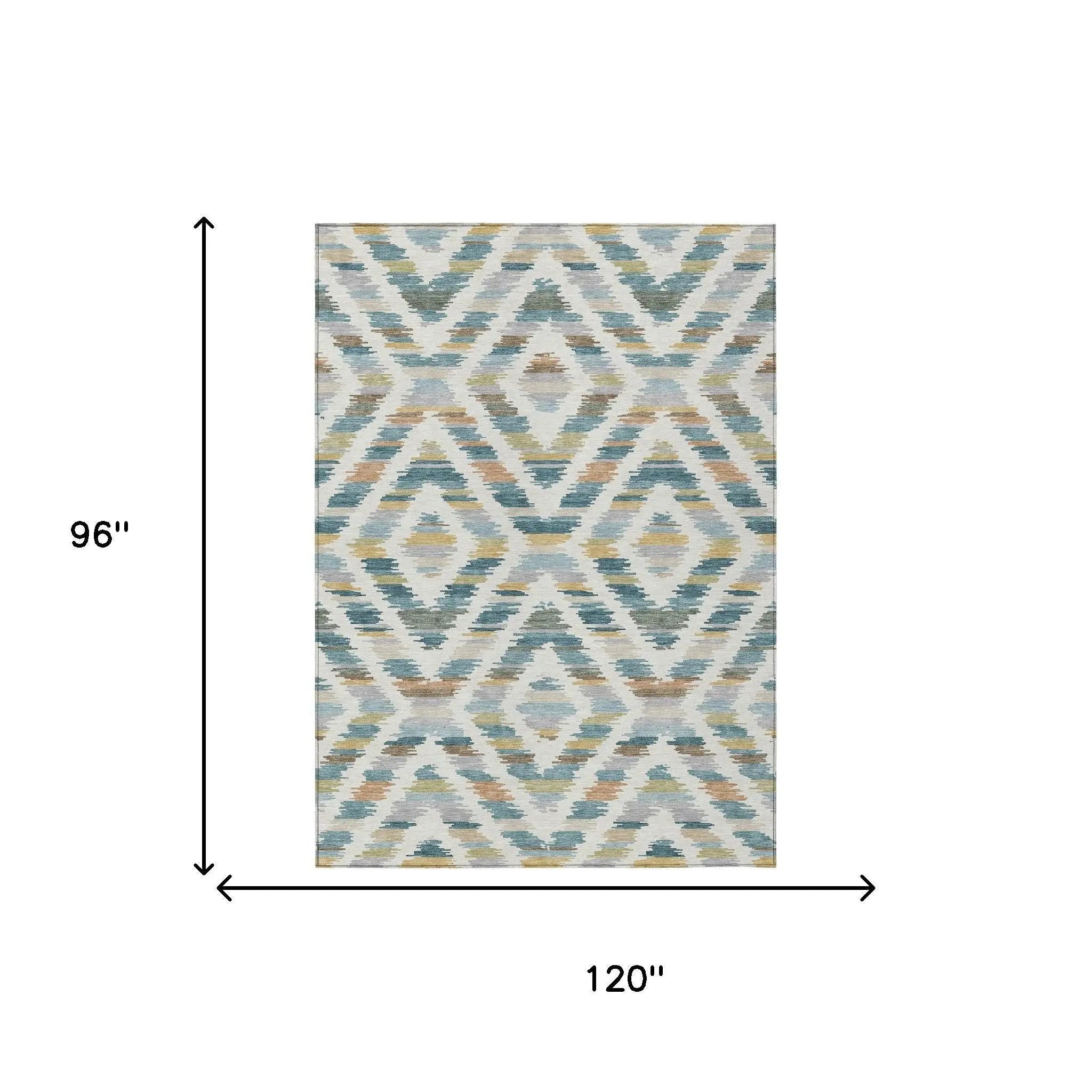 8' X 10' Teal Blue And Copper Tribal Washable Indoor Outdoor Area Rug Homeroots Outdoor