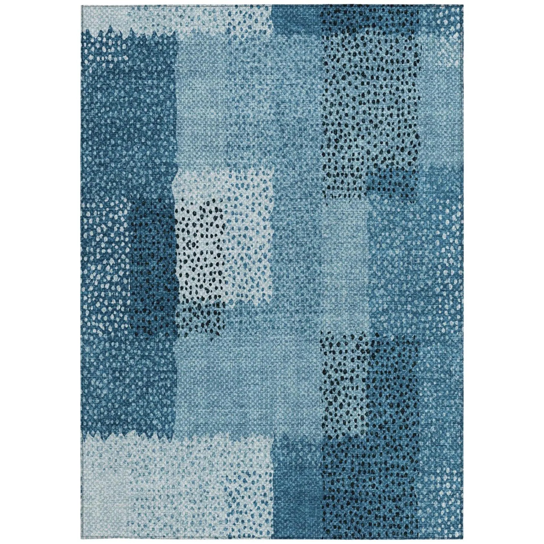 8' X 10' Teal Blue And Denim Blue Abstract Washable Indoor Outdoor Area Rug Homeroots Outdoor