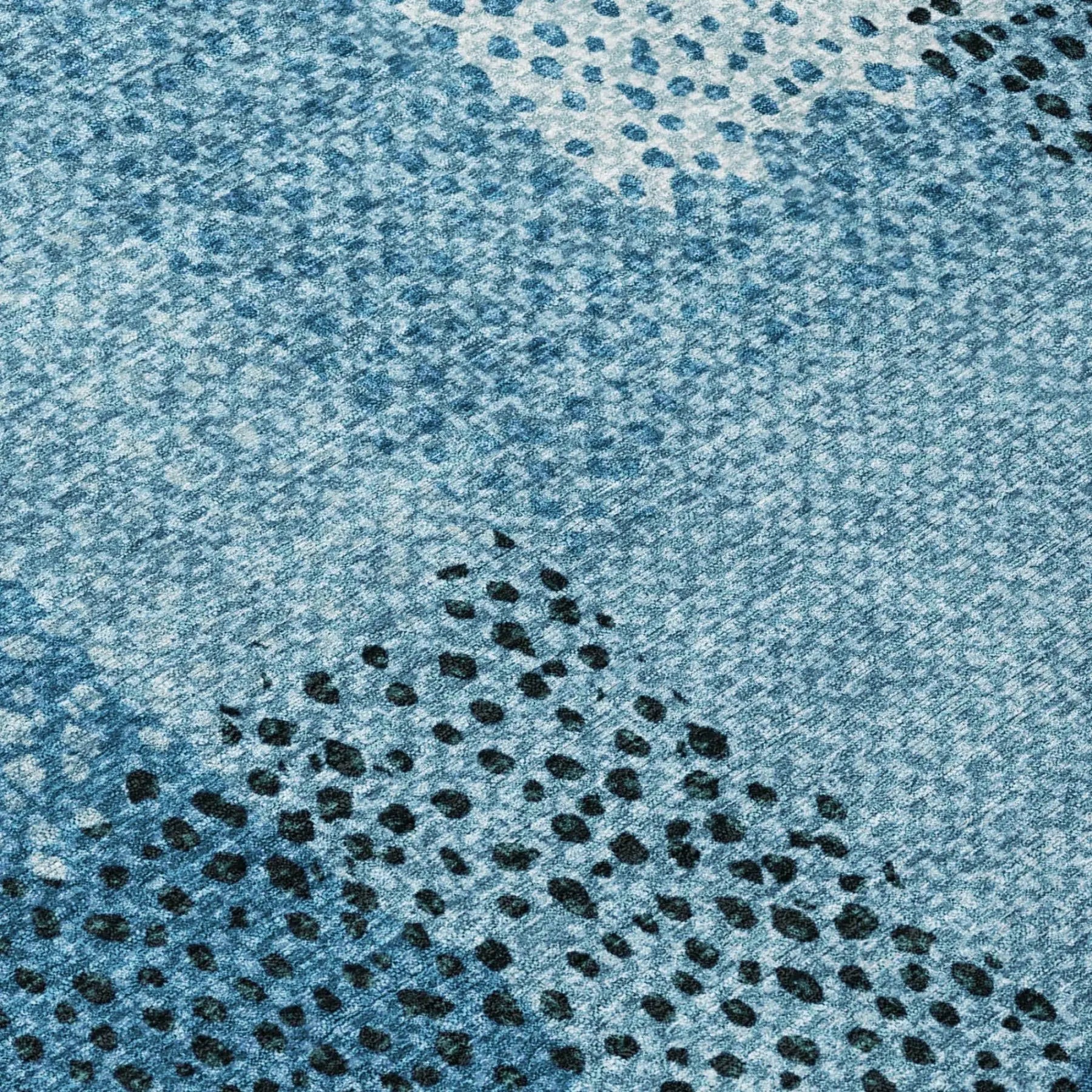 8' X 10' Teal Blue And Denim Blue Abstract Washable Indoor Outdoor Area Rug Homeroots Outdoor