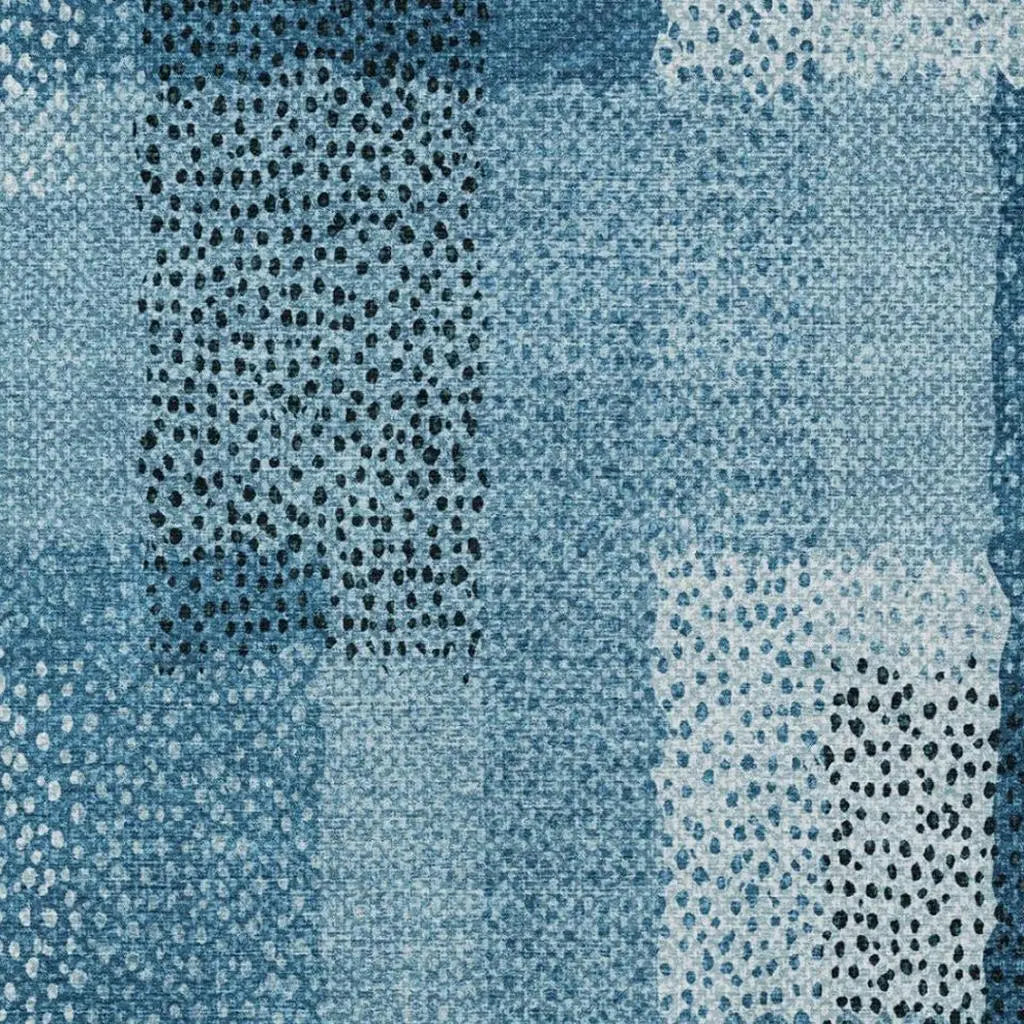 8' X 10' Teal Blue And Denim Blue Abstract Washable Indoor Outdoor Area Rug Homeroots Outdoor