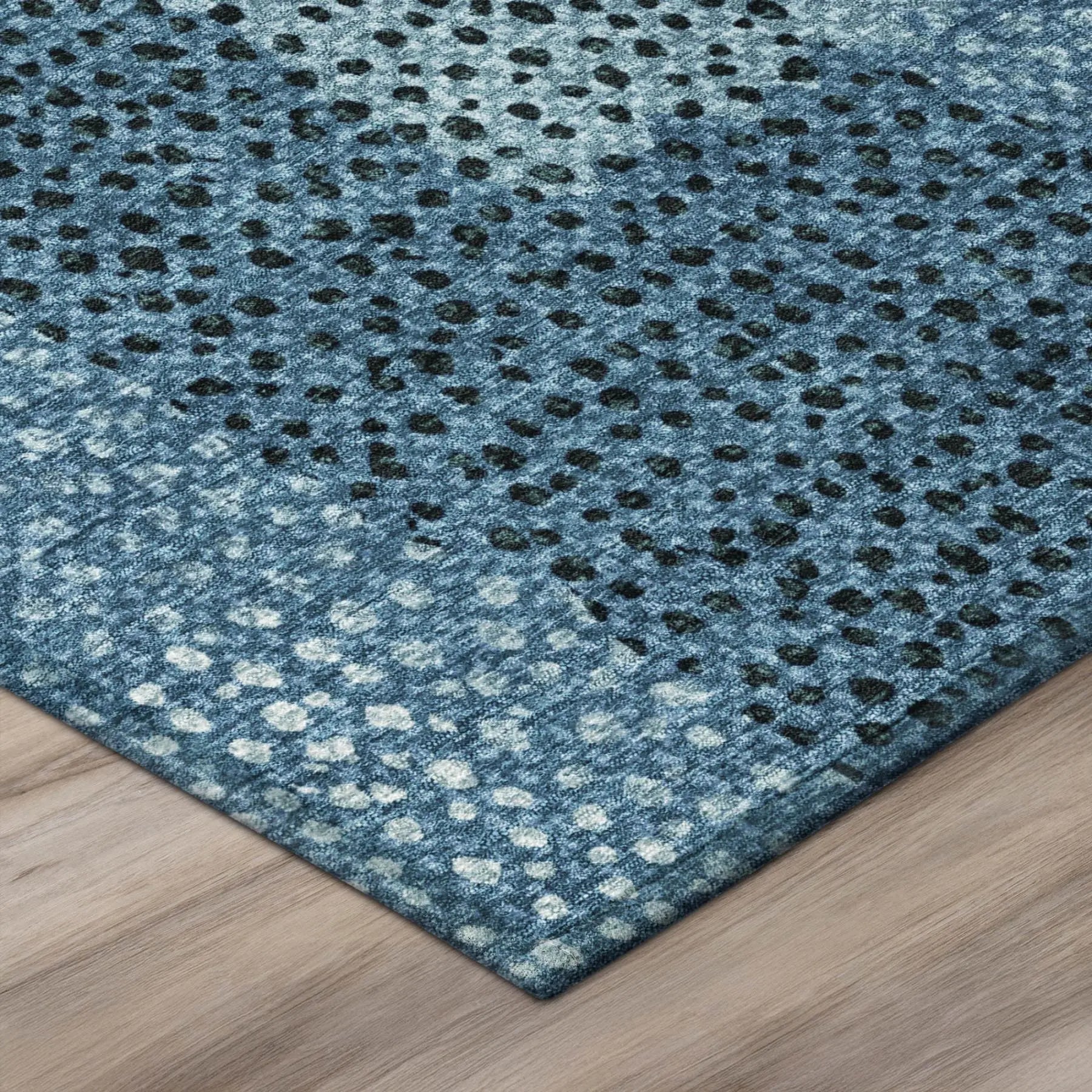 8' X 10' Teal Blue And Denim Blue Abstract Washable Indoor Outdoor Area Rug Homeroots Outdoor