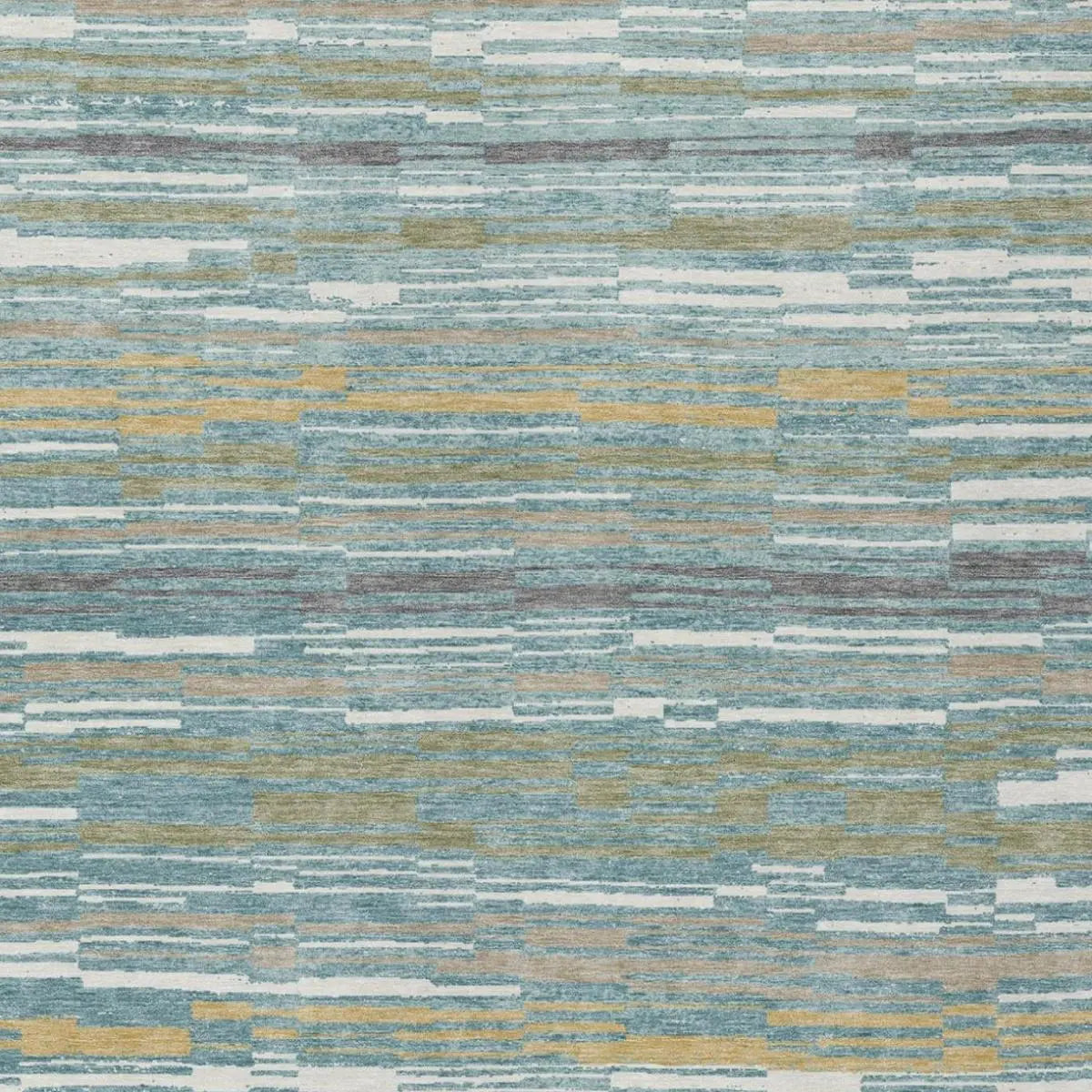 8' X 10' Teal Blue And Gold Striped Washable Indoor Outdoor Area Rug Homeroots Outdoor