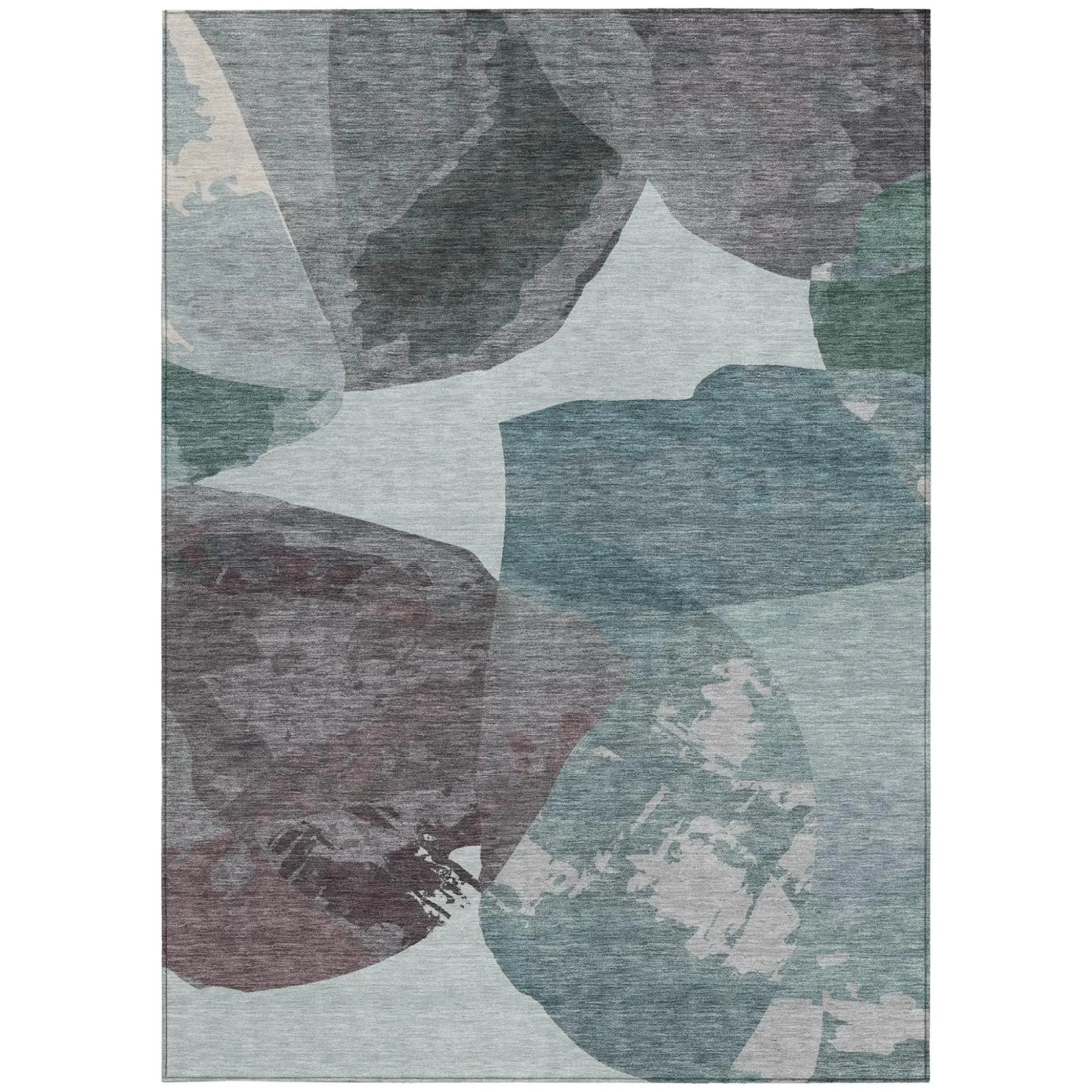 8' X 10' Teal Blue And Graphite Abstract Washable Indoor Outdoor Area Rug Homeroots Outdoor