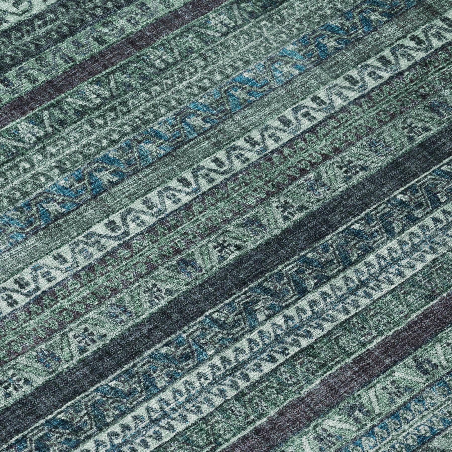 8' X 10' Teal Blue And Graphite Striped Washable Indoor Outdoor Area Rug Homeroots Outdoor