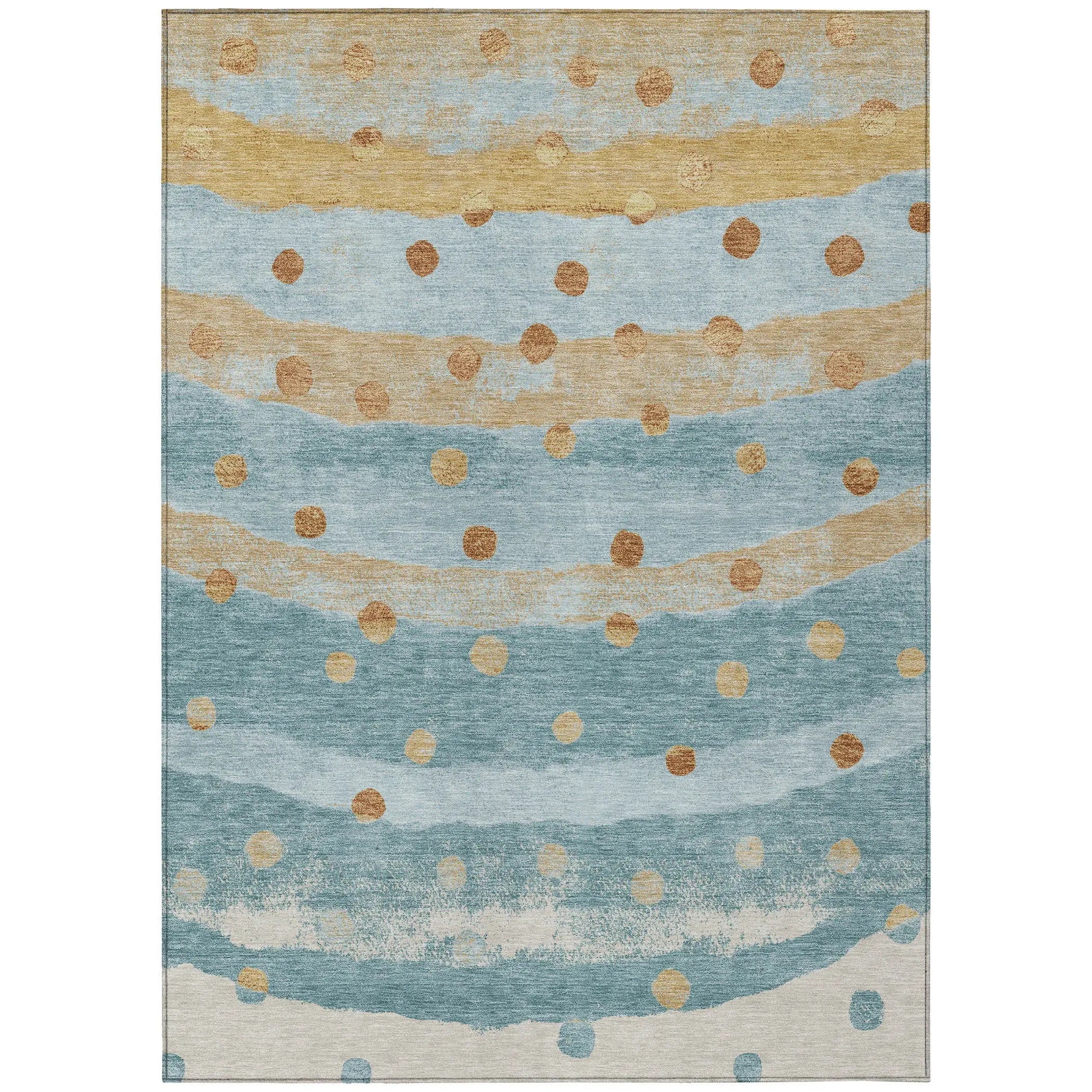 8' X 10' Teal Blue And Graphite Striped Washable Indoor Outdoor Area Rug Homeroots Outdoor