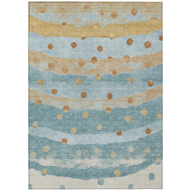 8' X 10' Teal Blue And Graphite Striped Washable Indoor Outdoor Area Rug Homeroots Outdoor