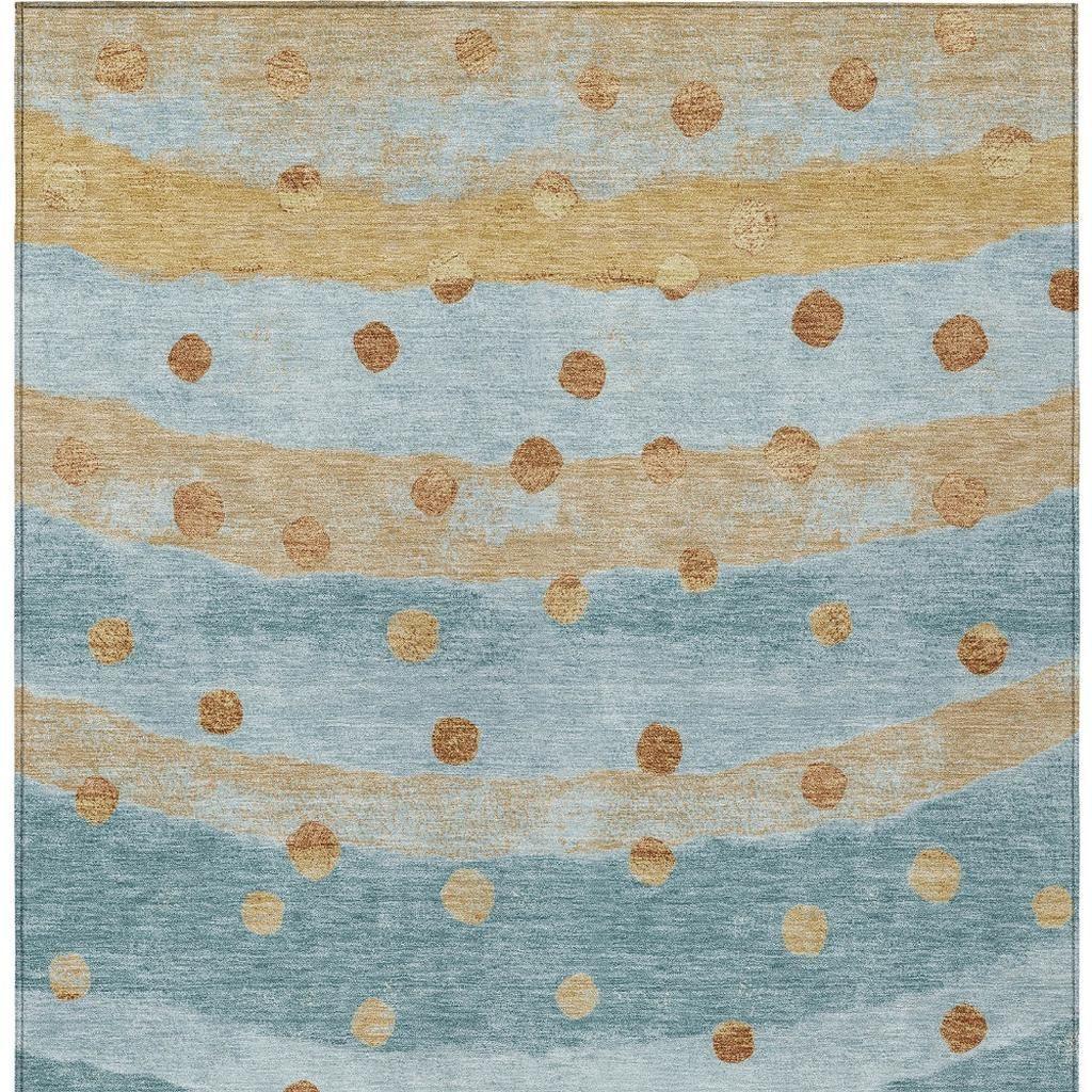 8' X 10' Teal Blue And Graphite Striped Washable Indoor Outdoor Area Rug Homeroots Outdoor