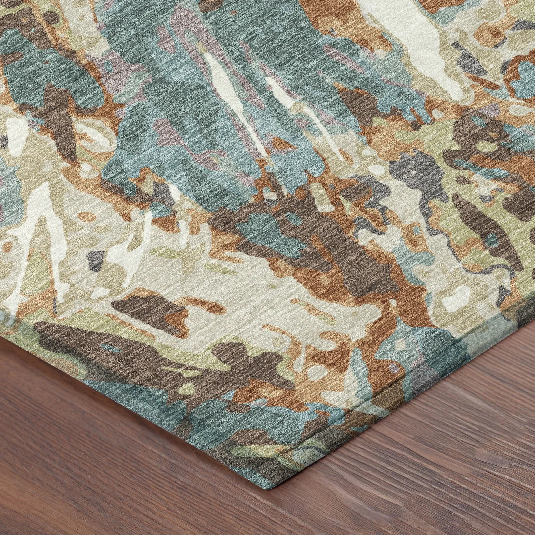 8' X 10' Teal Blue And Gray Abstract Washable Indoor Outdoor Area Rug Homeroots Outdoor