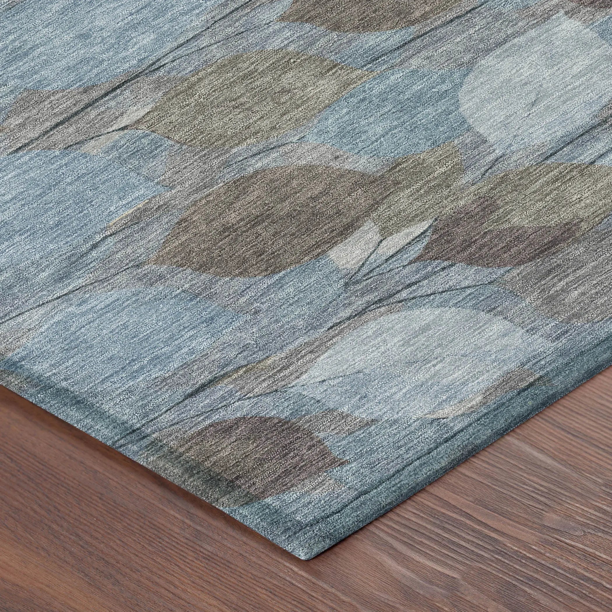 8' X 10' Teal Blue And Gray Floral Washable Indoor Outdoor Area Rug Homeroots Outdoor