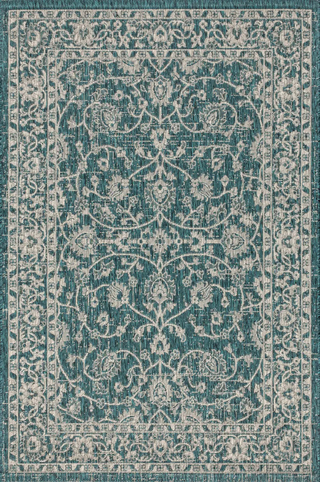8' X 10' Teal Blue And Gray Medallion Indoor Outdoor Area Rug Homeroots Outdoor