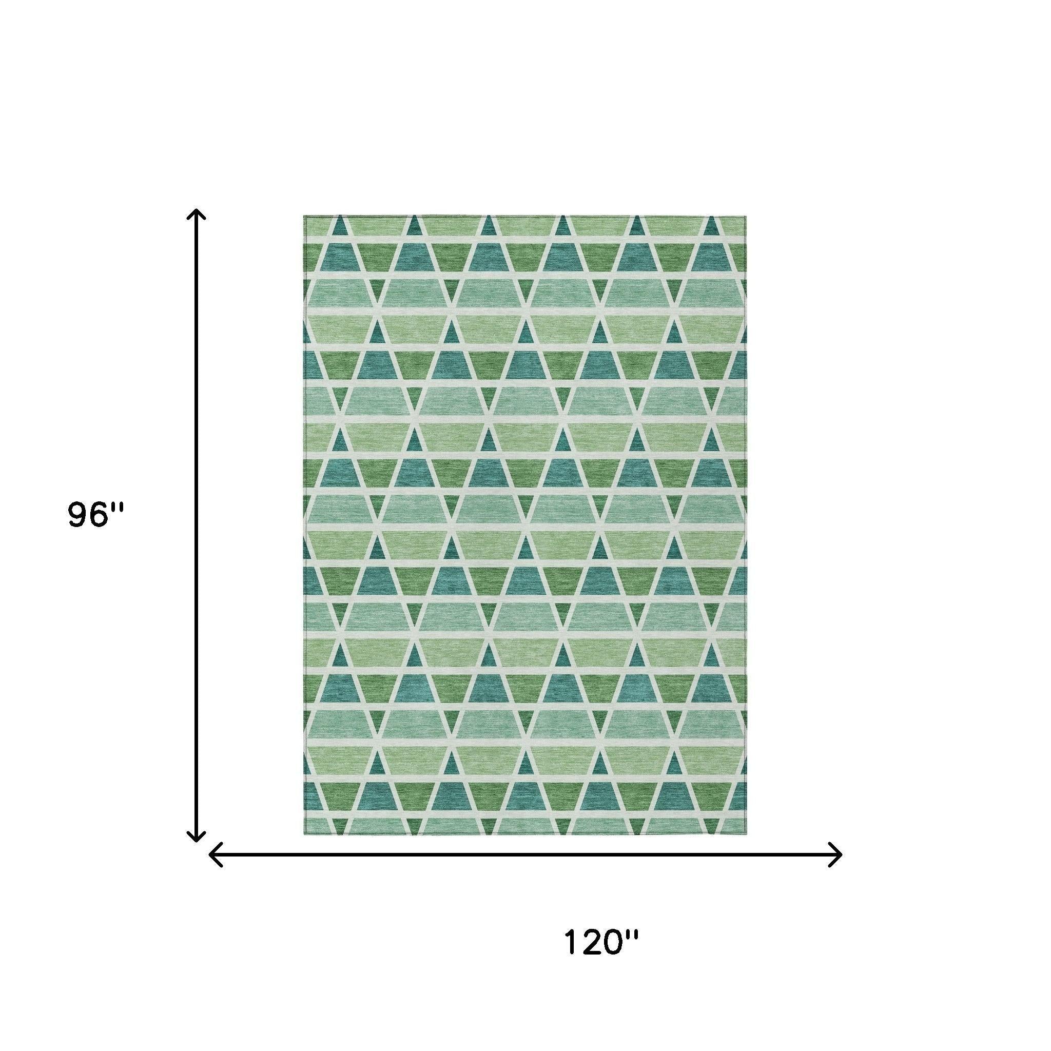 8' X 10' Teal Blue And Green Geometric Washable Indoor Outdoor Area Rug Homeroots Outdoor