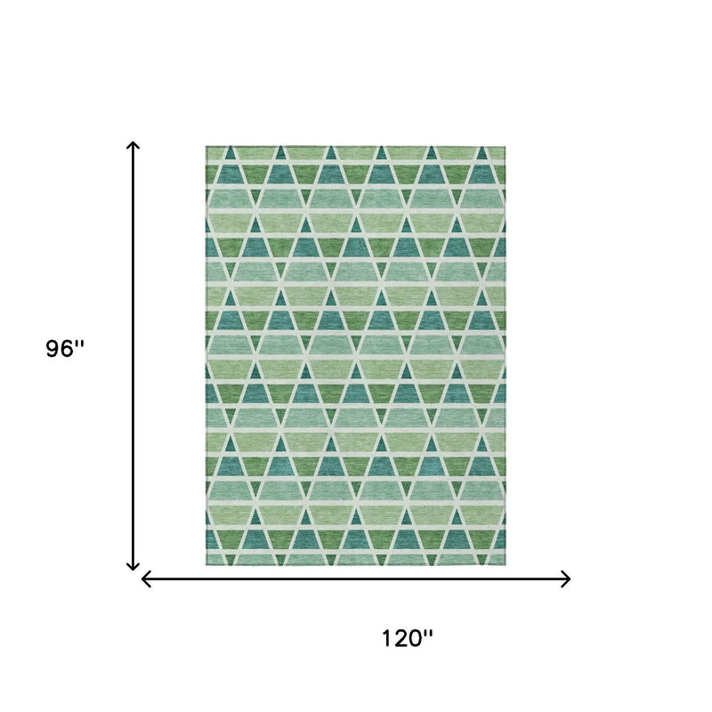 8' X 10' Teal Blue And Green Geometric Washable Indoor Outdoor Area Rug Homeroots Outdoor
