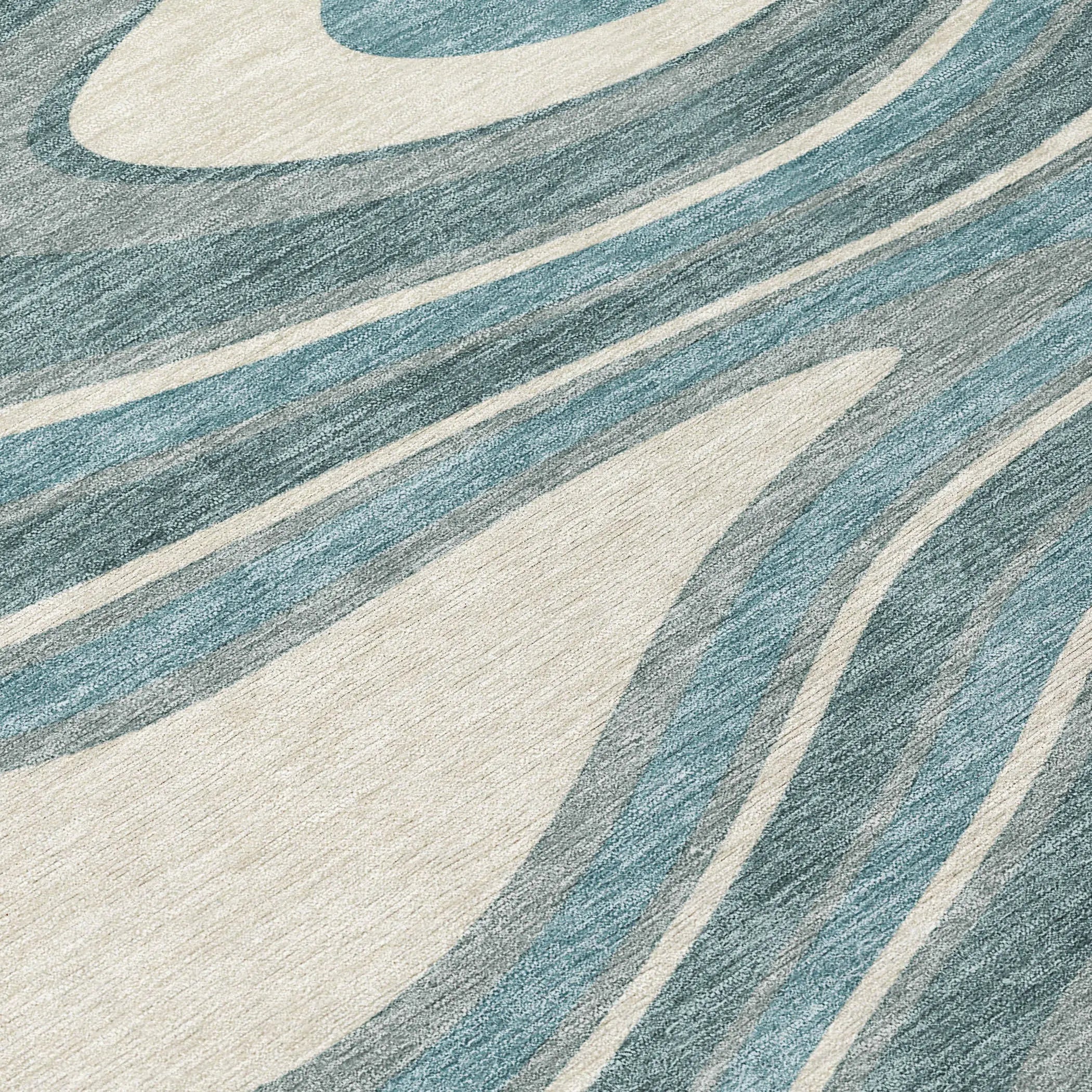 8' X 10' Teal Blue And Ivory Abstract Washable Indoor Outdoor Area Rug Homeroots Outdoor