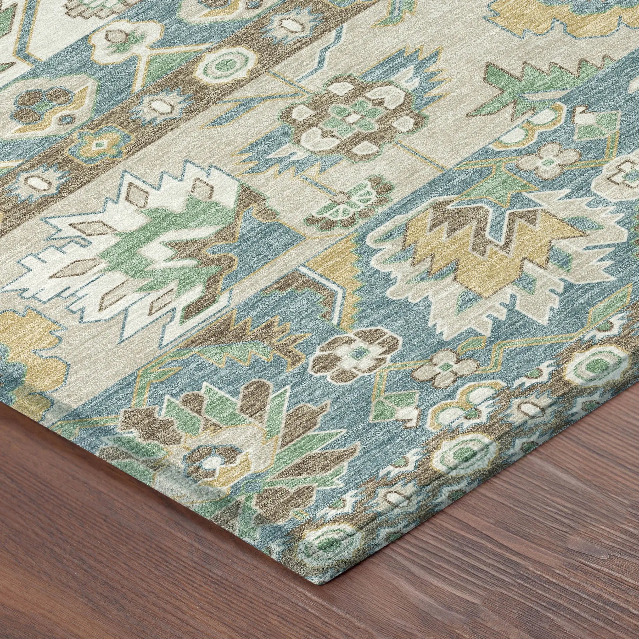 8' X 10' Teal Blue And Ivory Cactus Washable Indoor Outdoor Area Rug Homeroots Outdoor