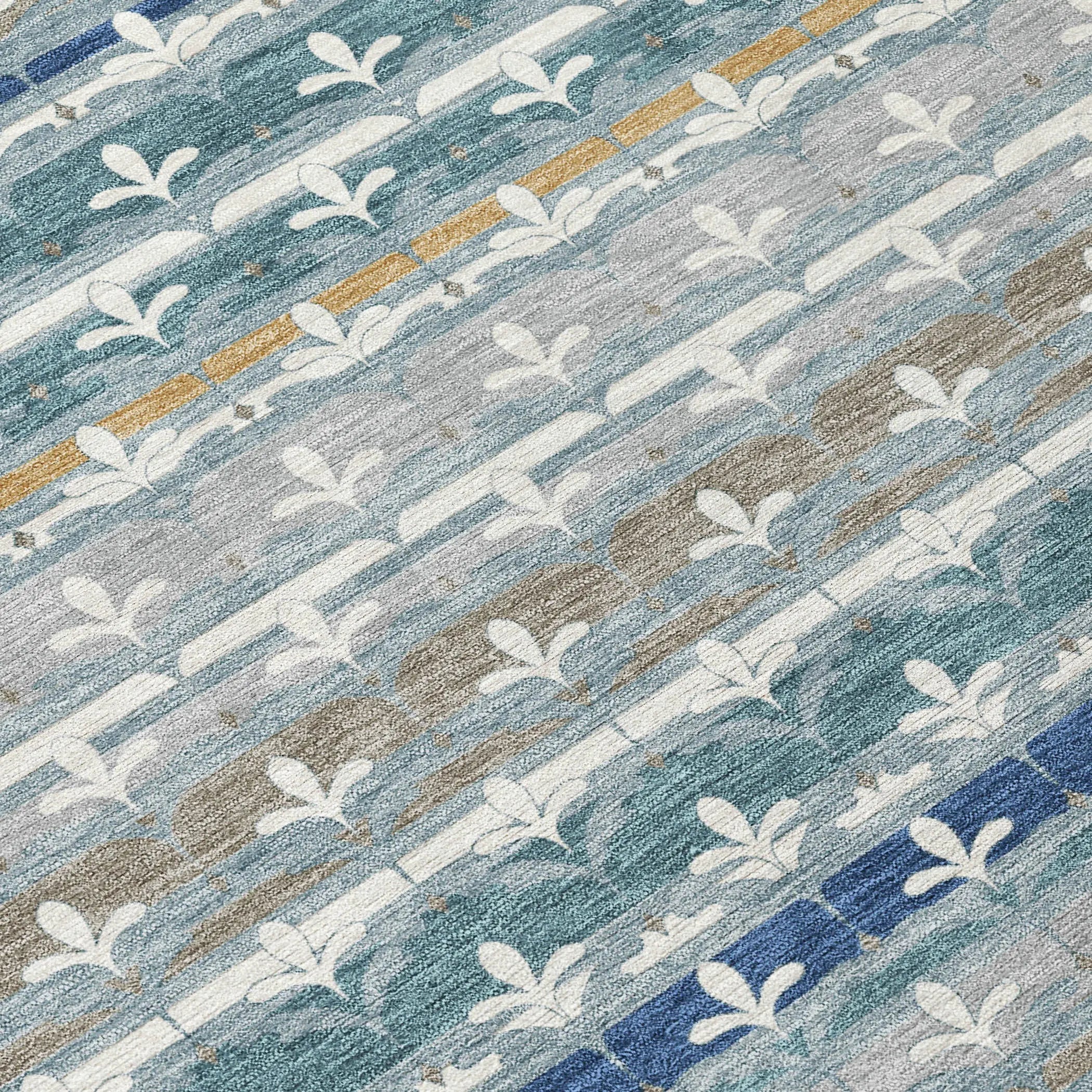 8' X 10' Teal Blue And Ivory Damask Washable Indoor Outdoor Area Rug Homeroots Outdoor