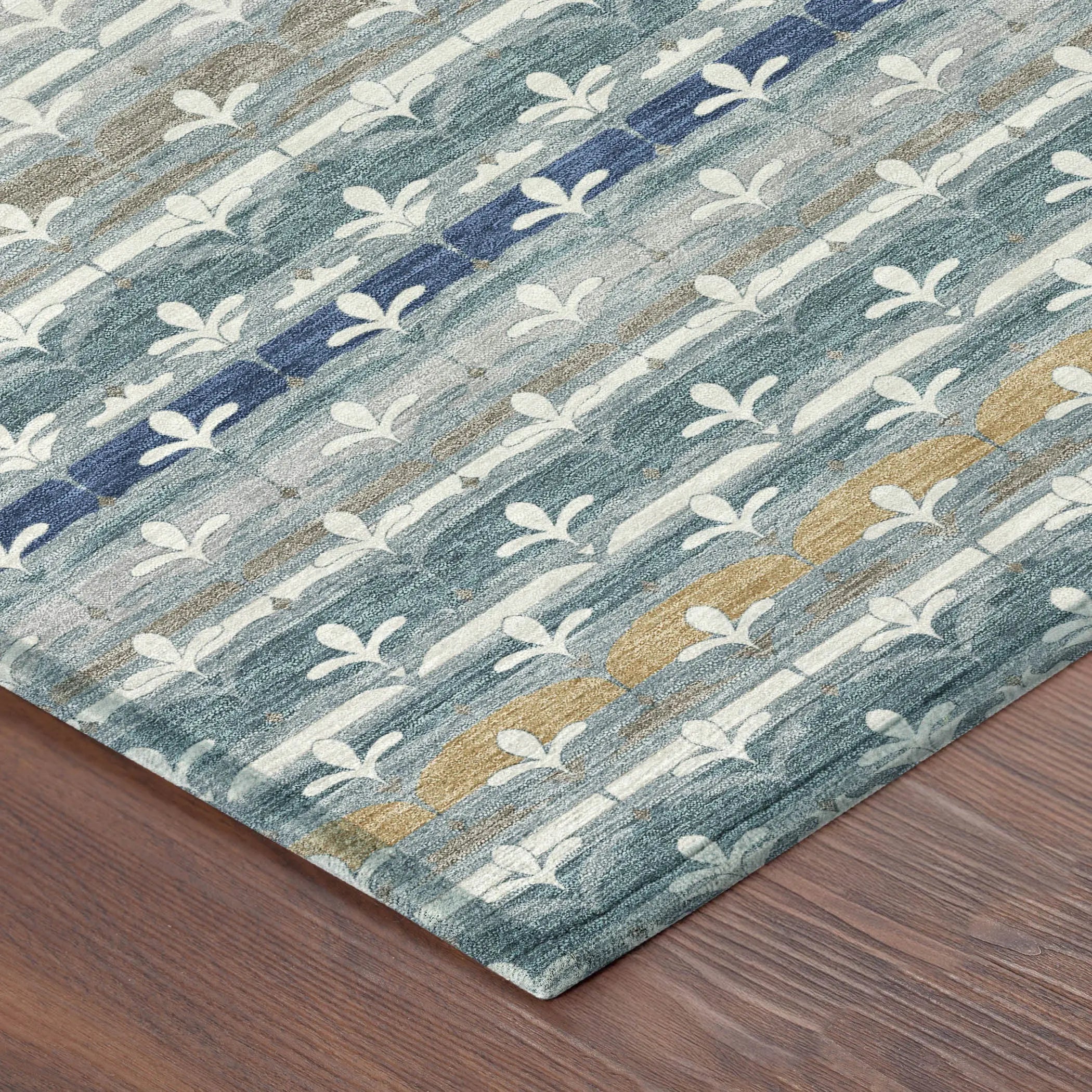 8' X 10' Teal Blue And Ivory Damask Washable Indoor Outdoor Area Rug Homeroots Outdoor