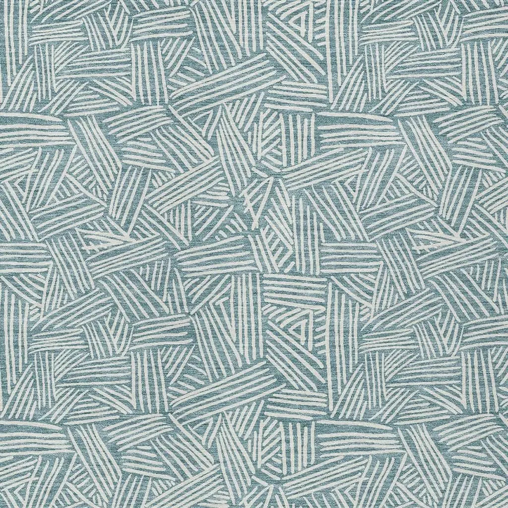 8' X 10' Teal Blue And Ivory Geometric Washable Indoor Outdoor Area Rug Homeroots Outdoor