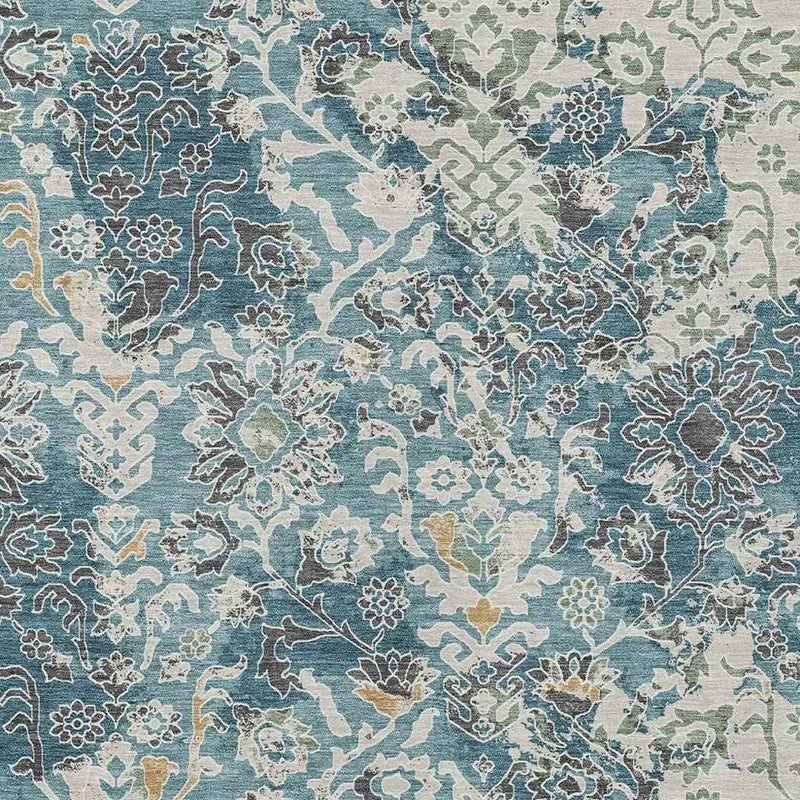 8' X 10' Teal Blue And Ivory Geometric Washable Indoor Outdoor Area Rug Homeroots Outdoor