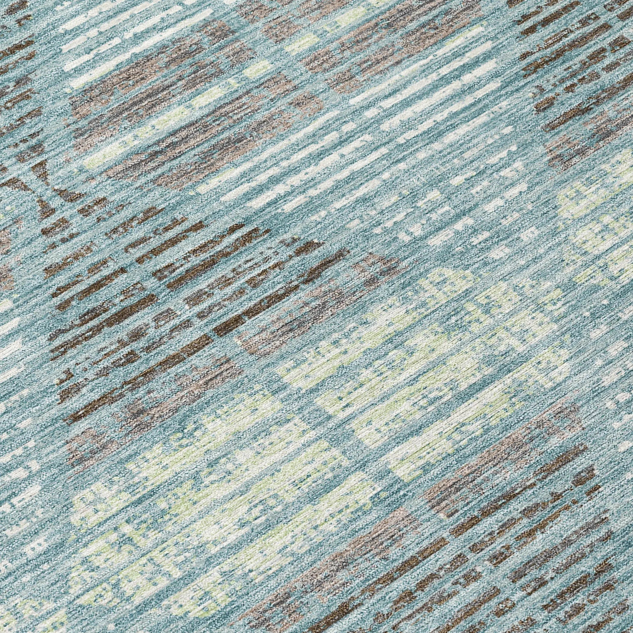 8' X 10' Teal Blue And Ivory Geometric Washable Indoor Outdoor Area Rug Homeroots Outdoor