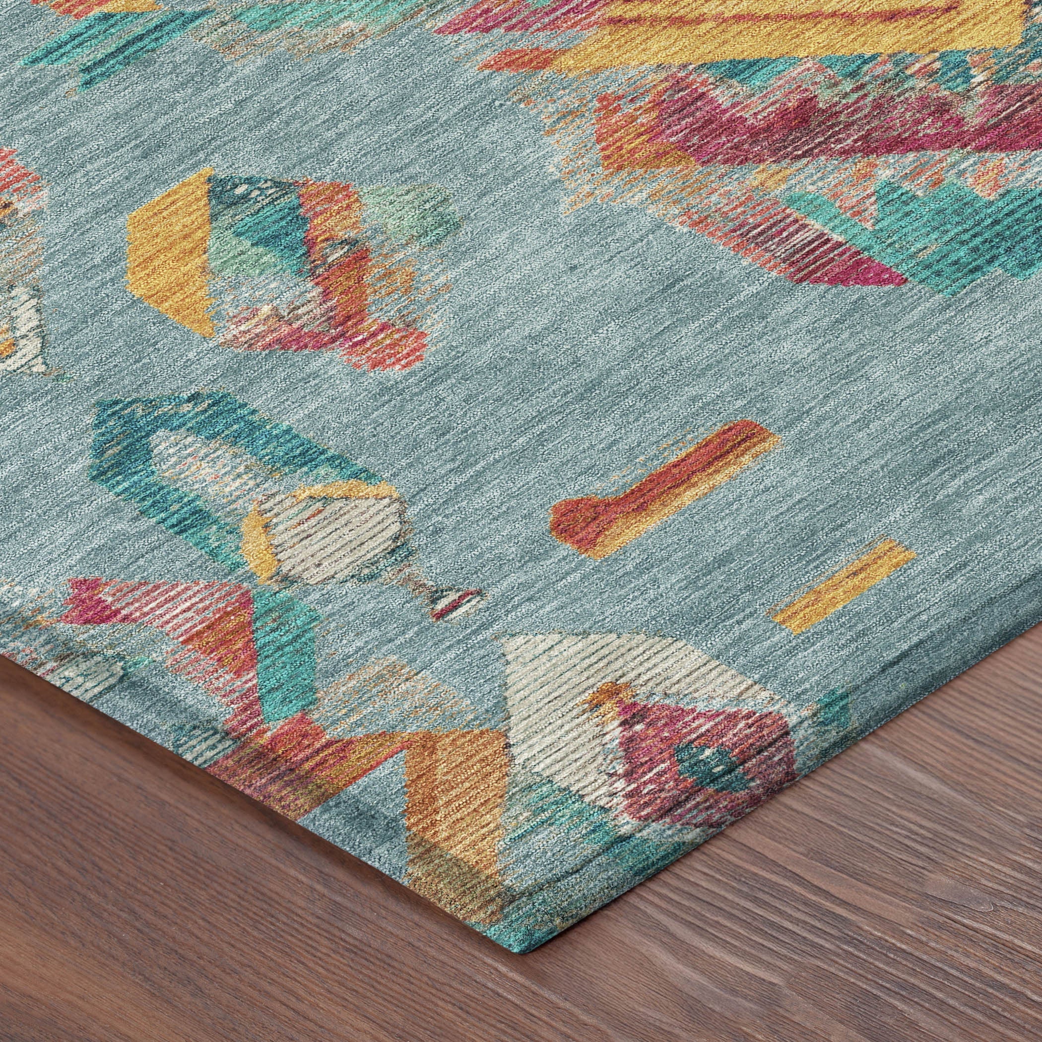 8' X 10' Teal Blue And Ivory Tribal Washable Indoor Outdoor Area Rug Homeroots Outdoor