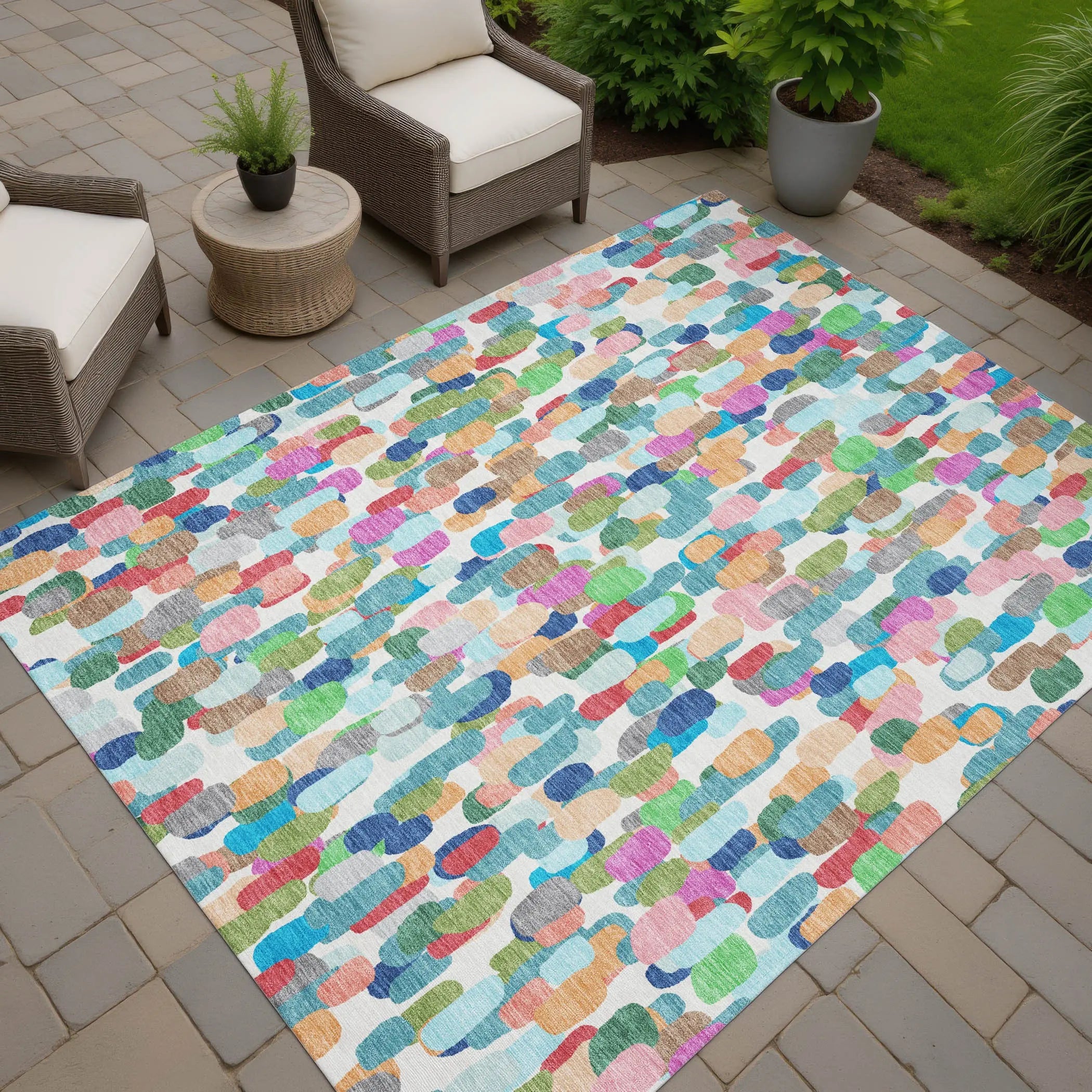 8' X 10' Teal Blue And Navy Blue Abstract Washable Indoor Outdoor Area Rug Homeroots Outdoor