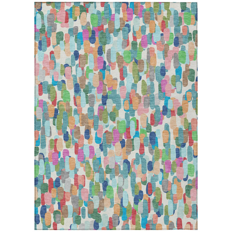 8' X 10' Teal Blue And Navy Blue Abstract Washable Indoor Outdoor Area Rug Homeroots Outdoor