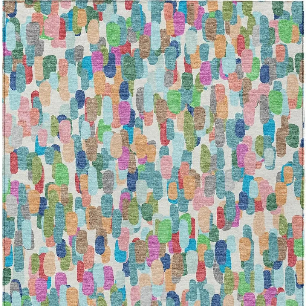 8' X 10' Teal Blue And Navy Blue Abstract Washable Indoor Outdoor Area Rug Homeroots Outdoor