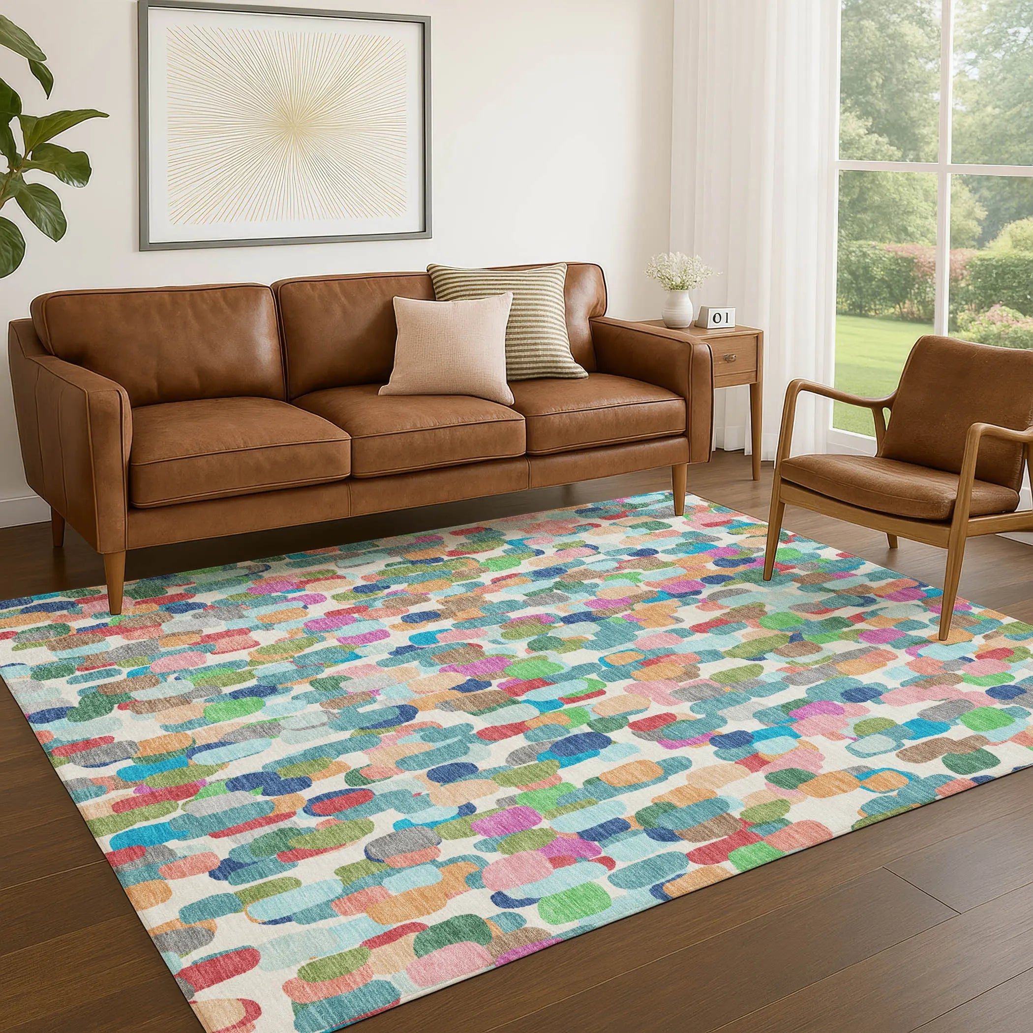 8' X 10' Teal Blue And Navy Blue Abstract Washable Indoor Outdoor Area Rug Homeroots Outdoor