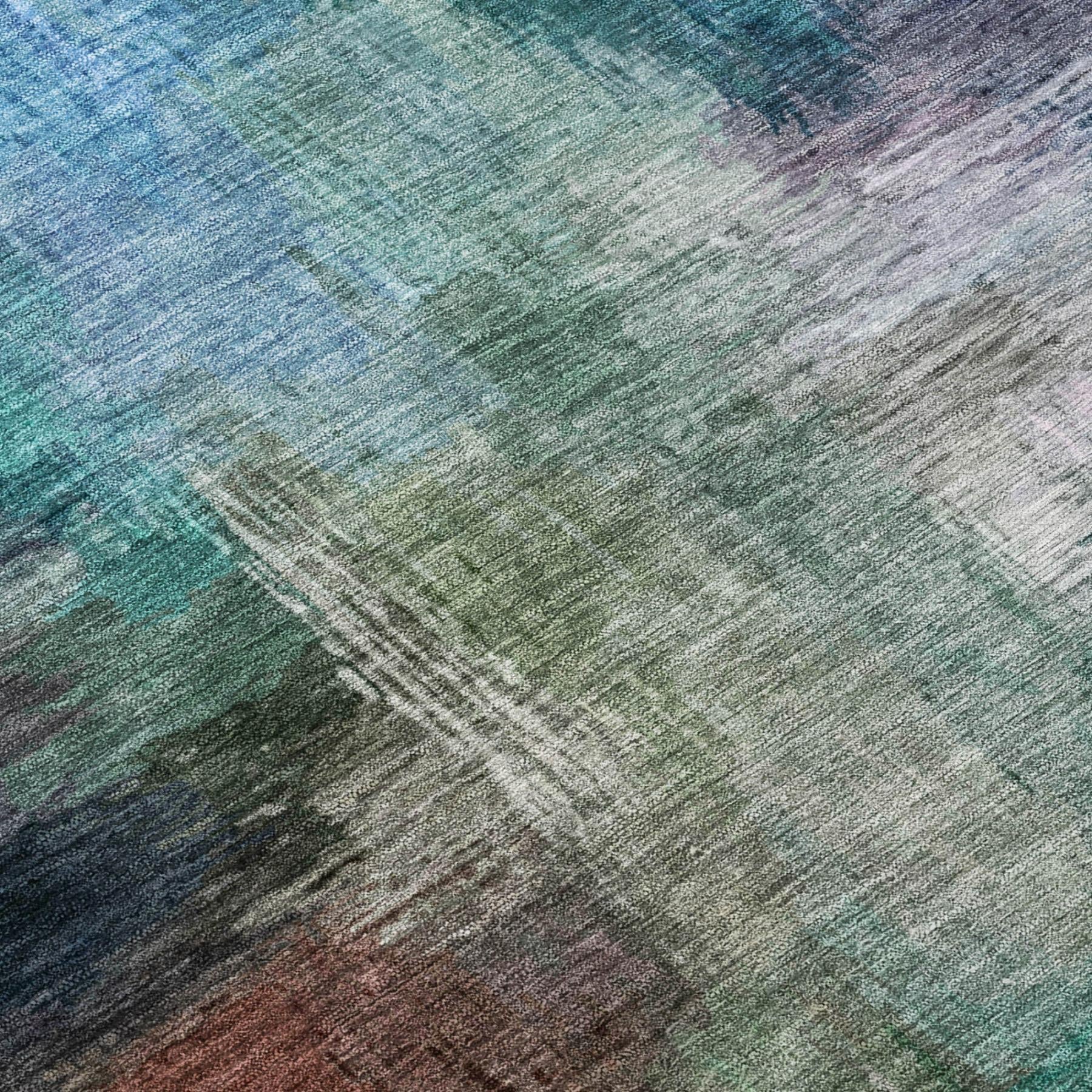 8' X 10' Teal Blue And Pewter Abstract Washable Indoor Outdoor Area Rug Homeroots Outdoor