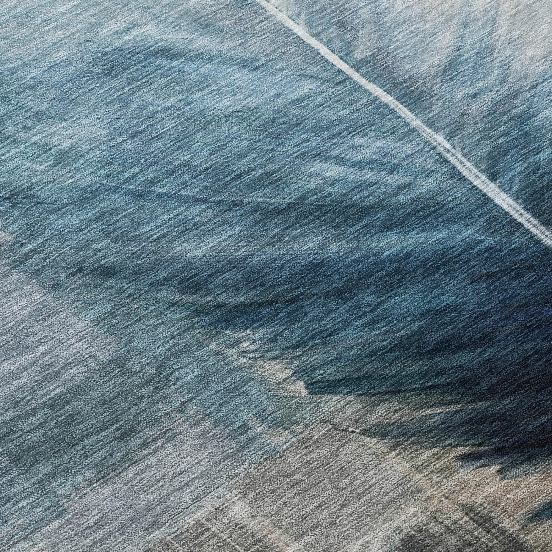 8' X 10' Teal Blue And Pewter Botanical Leaves Washable Indoor Outdoor Area Rug Homeroots Outdoor