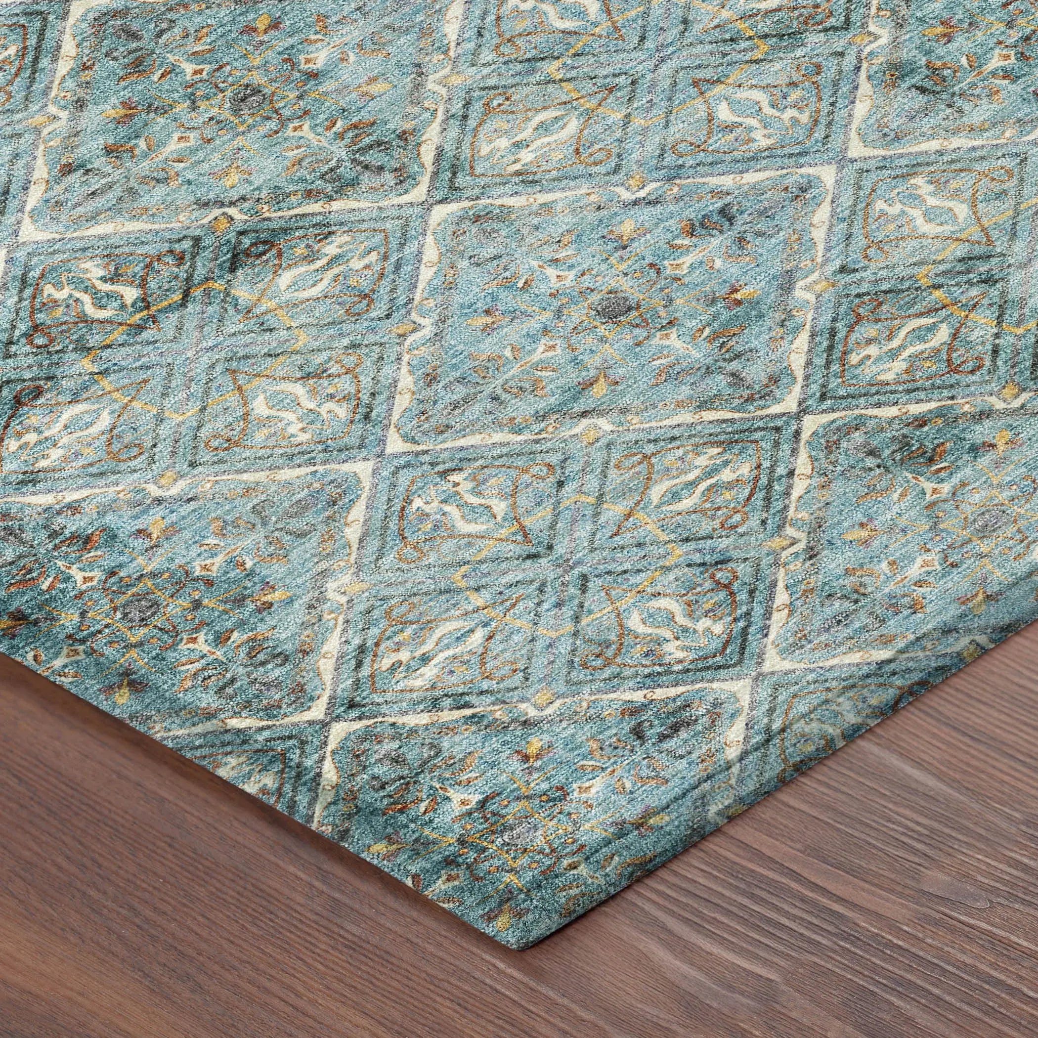 8' X 10' Teal Blue And Purple Geometric Washable Indoor Outdoor Area Rug Homeroots Outdoor