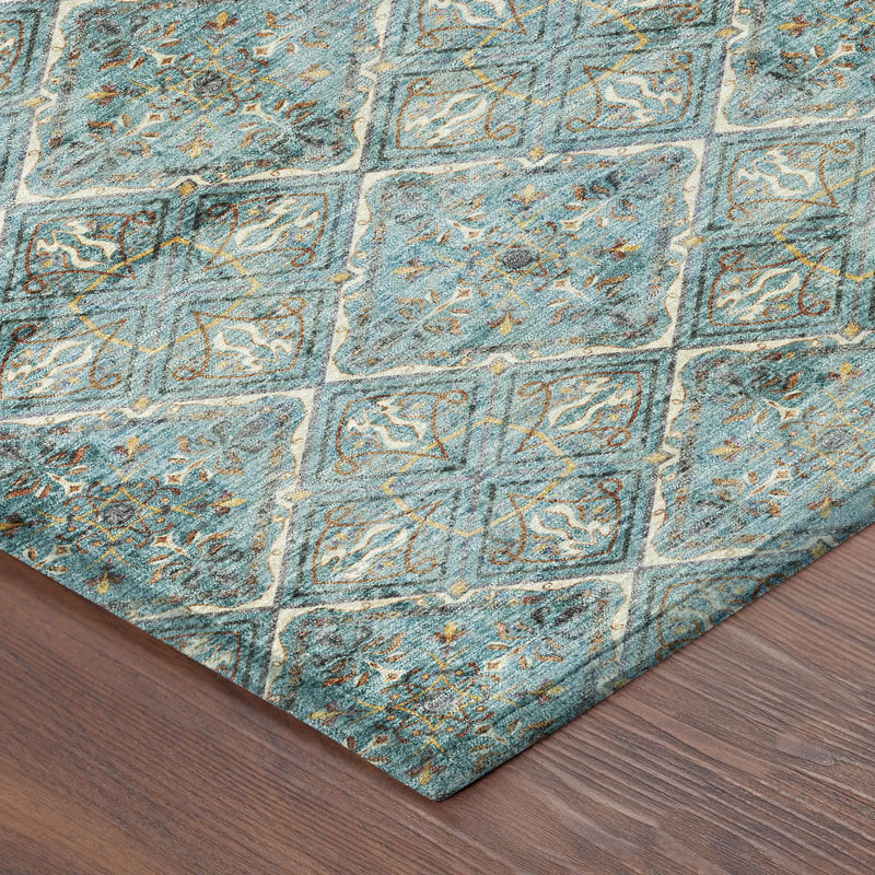8' X 10' Teal Blue And Purple Geometric Washable Indoor Outdoor Area Rug Homeroots Outdoor