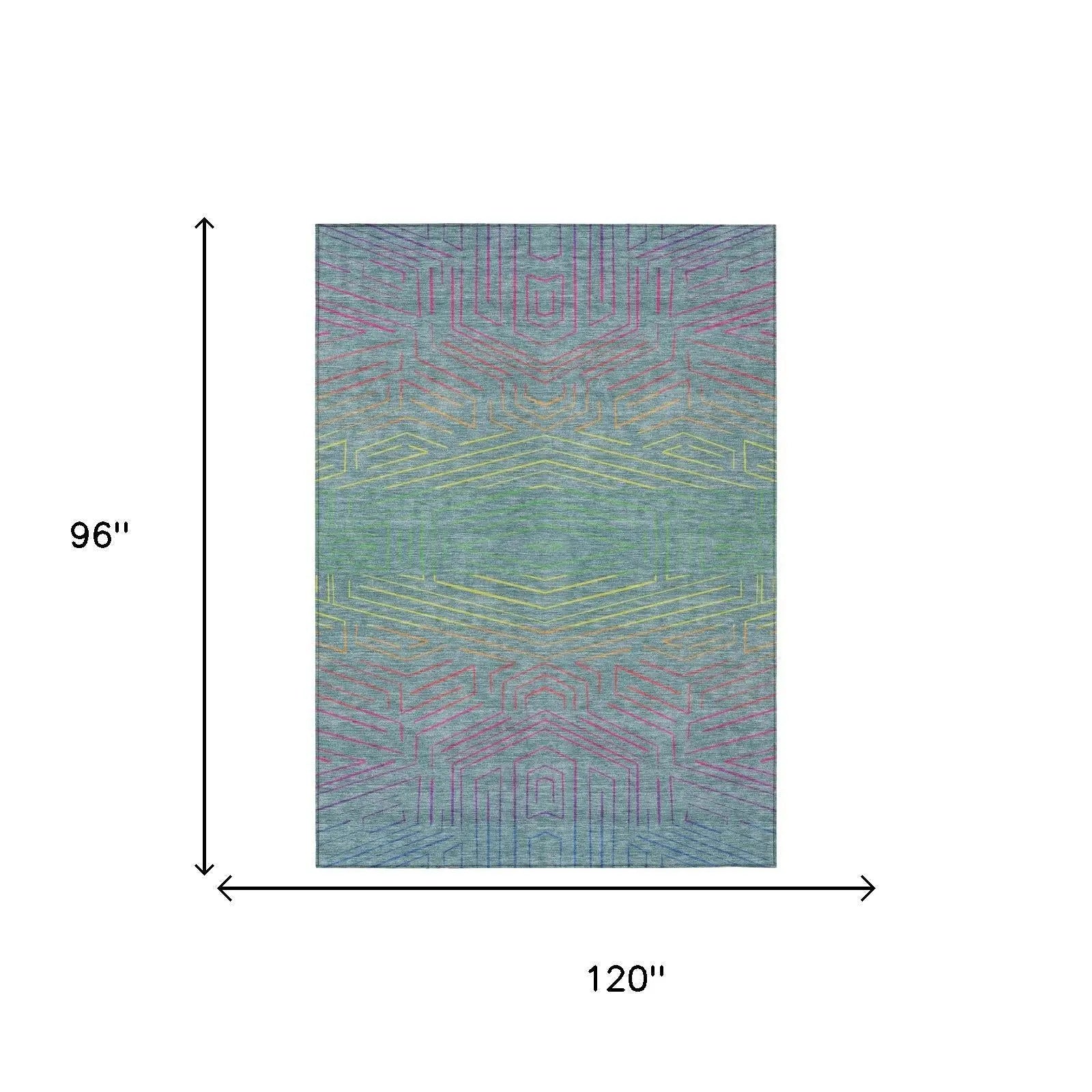8' X 10' Teal Blue And Purple Geometric Washable Indoor Outdoor Area Rug Homeroots Outdoor