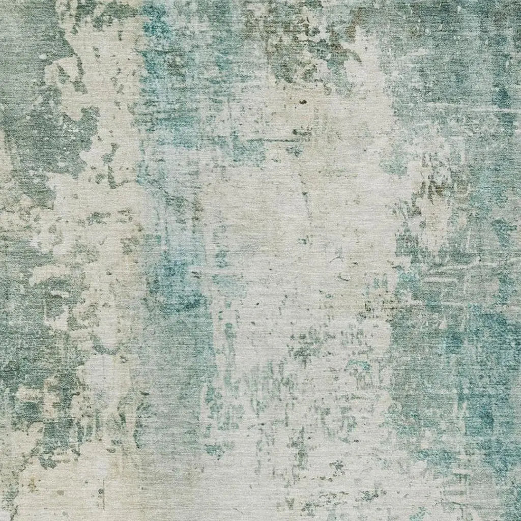 8' X 10' Teal Blue And Silver Abstract Washable Indoor Outdoor Area Rug Homeroots Outdoor