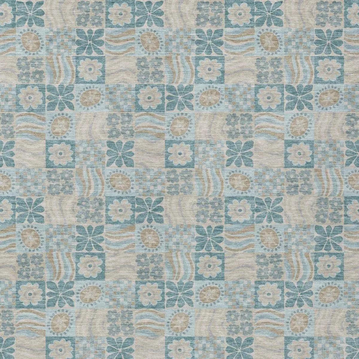 8' X 10' Teal Blue And Silver Floral Washable Indoor Outdoor Area Rug Homeroots Outdoor