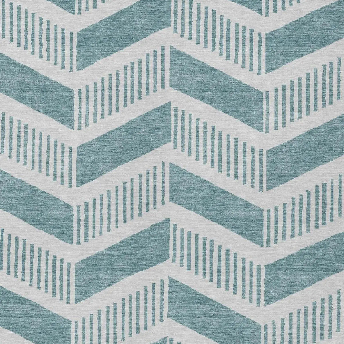 8' X 10' Teal Blue And Silver Geometric Washable Indoor Outdoor Area Rug Homeroots Outdoor