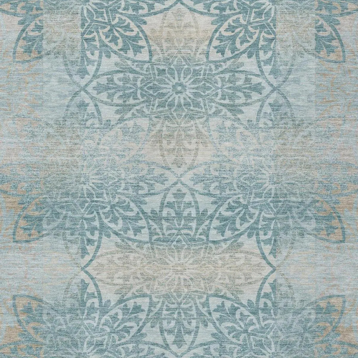8' X 10' Teal Blue And Silver Oriental Washable Indoor Outdoor Area Rug Homeroots Outdoor