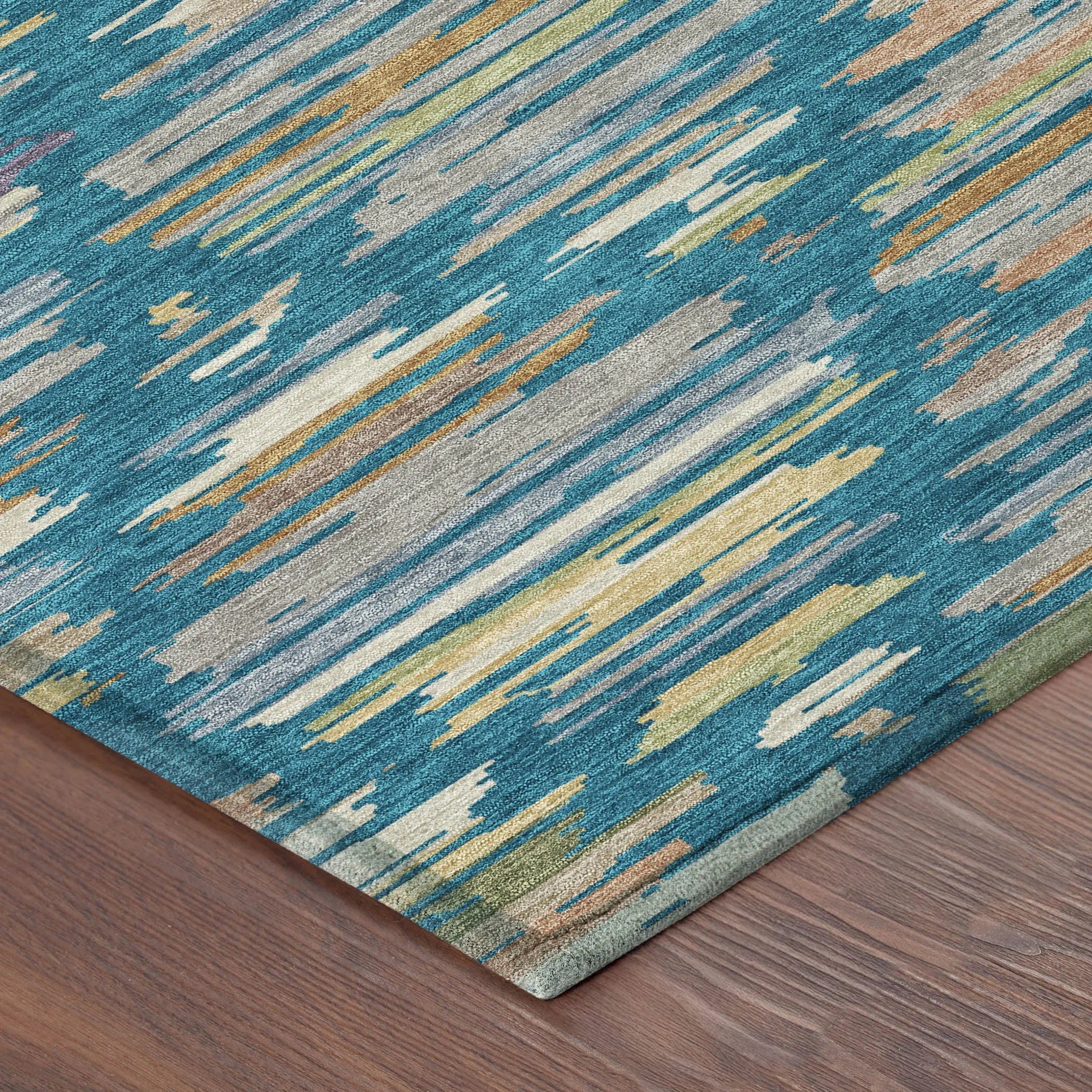 8' X 10' Teal Blue And Silver Southwestern Washable Indoor Outdoor Area Rug Homeroots Outdoor