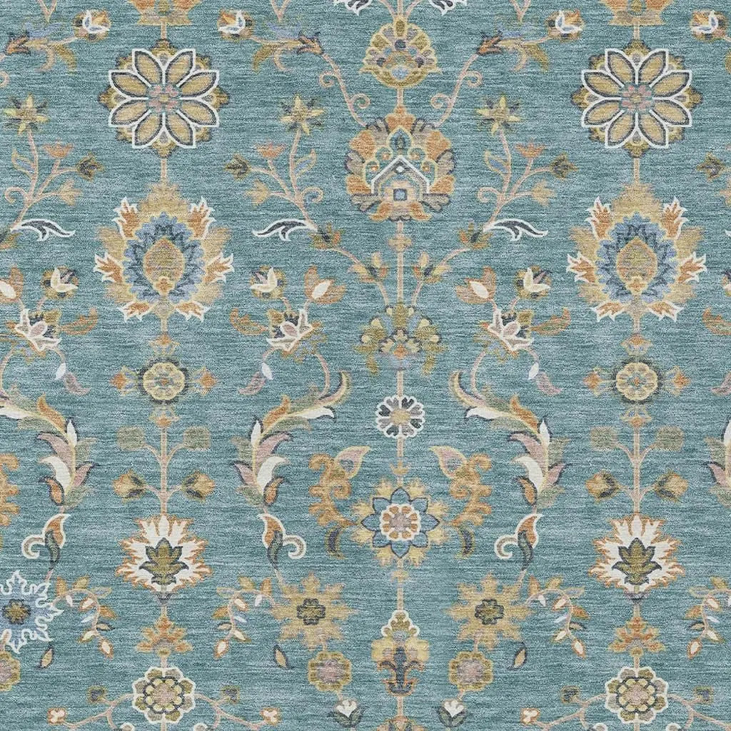 8' X 10' Teal Blue And Taupe Abstract Washable Indoor Outdoor Area Rug Homeroots Outdoor